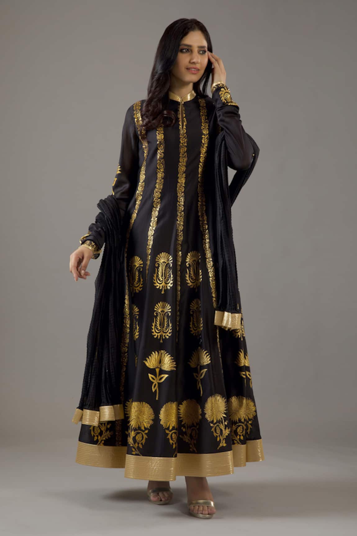 Balance By Rohit Bal Chanderi Silk Foil Print Anarkali Set 