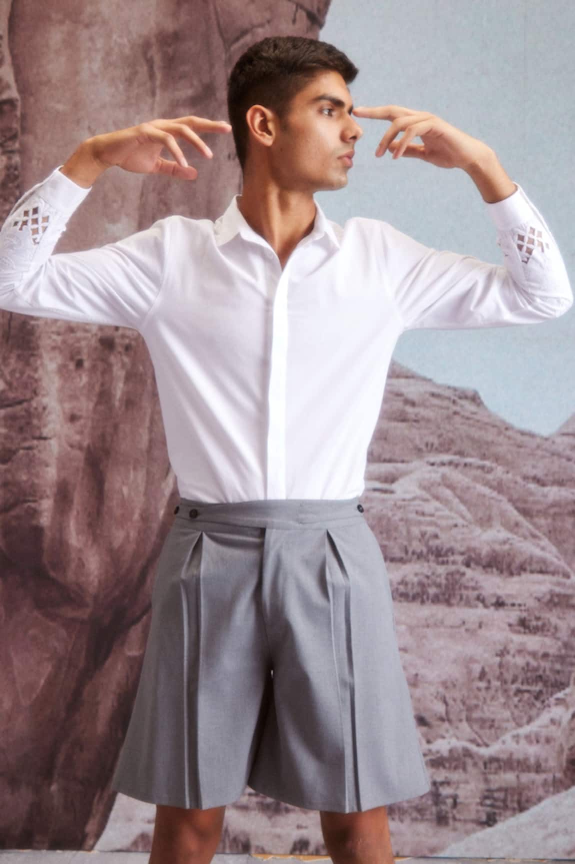 Dash and Dot Organic Cotton Embroidered Cuff Shirt