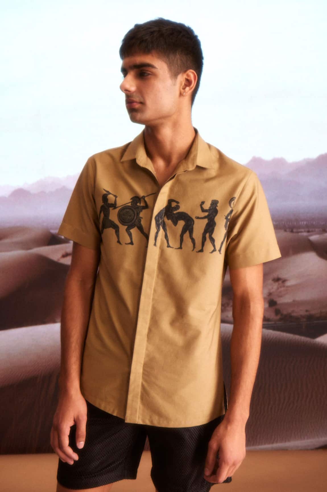 Dash And Dot Organic Cotton Warrior Print Shirt 