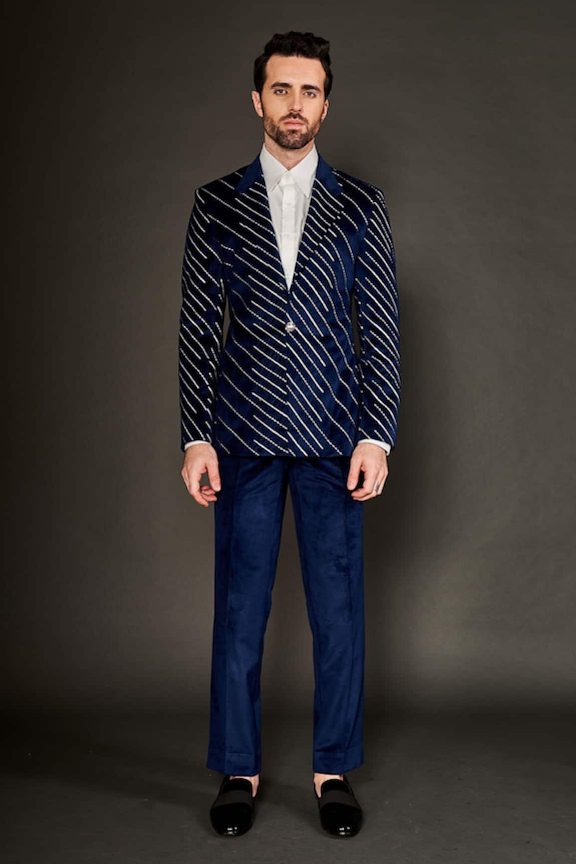 Arjun Kilachand Velvet Embroidered Jacket & Trouser Set