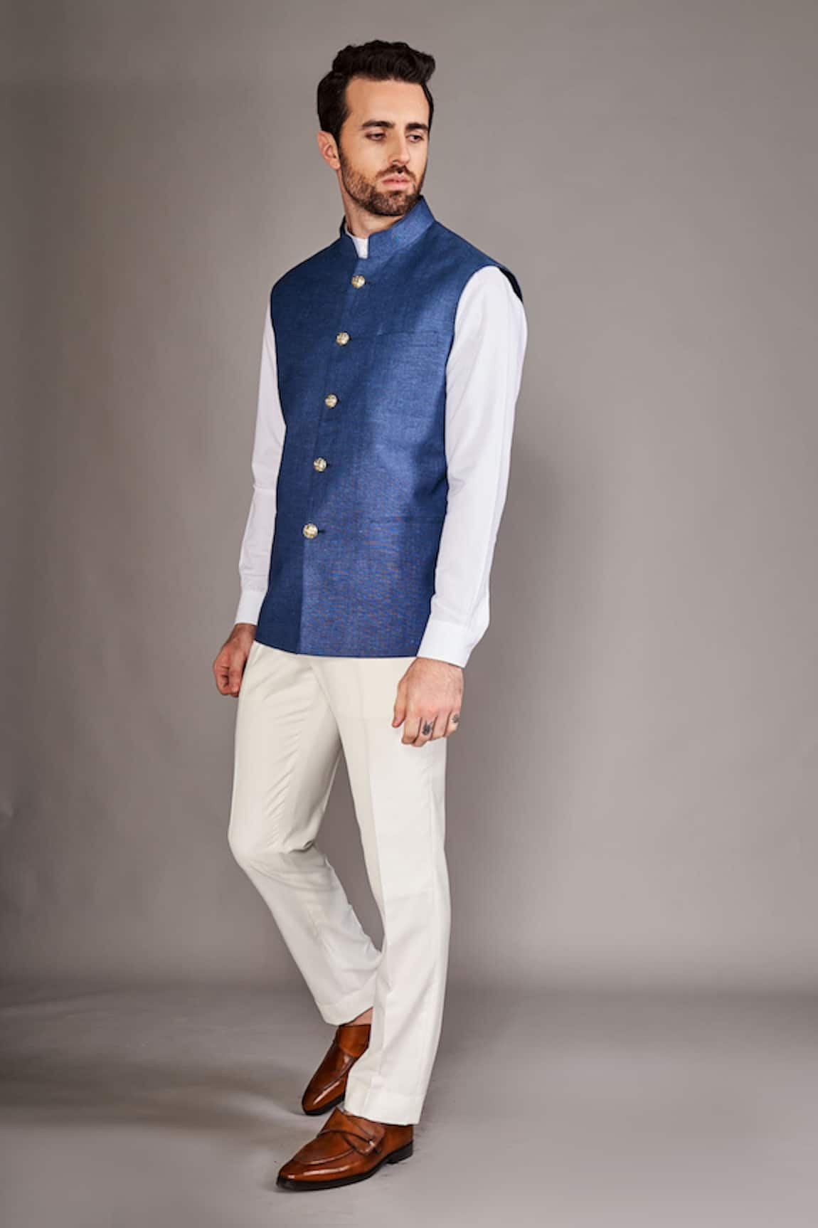 Arjun Kilachand Linen Bundi With Shirt