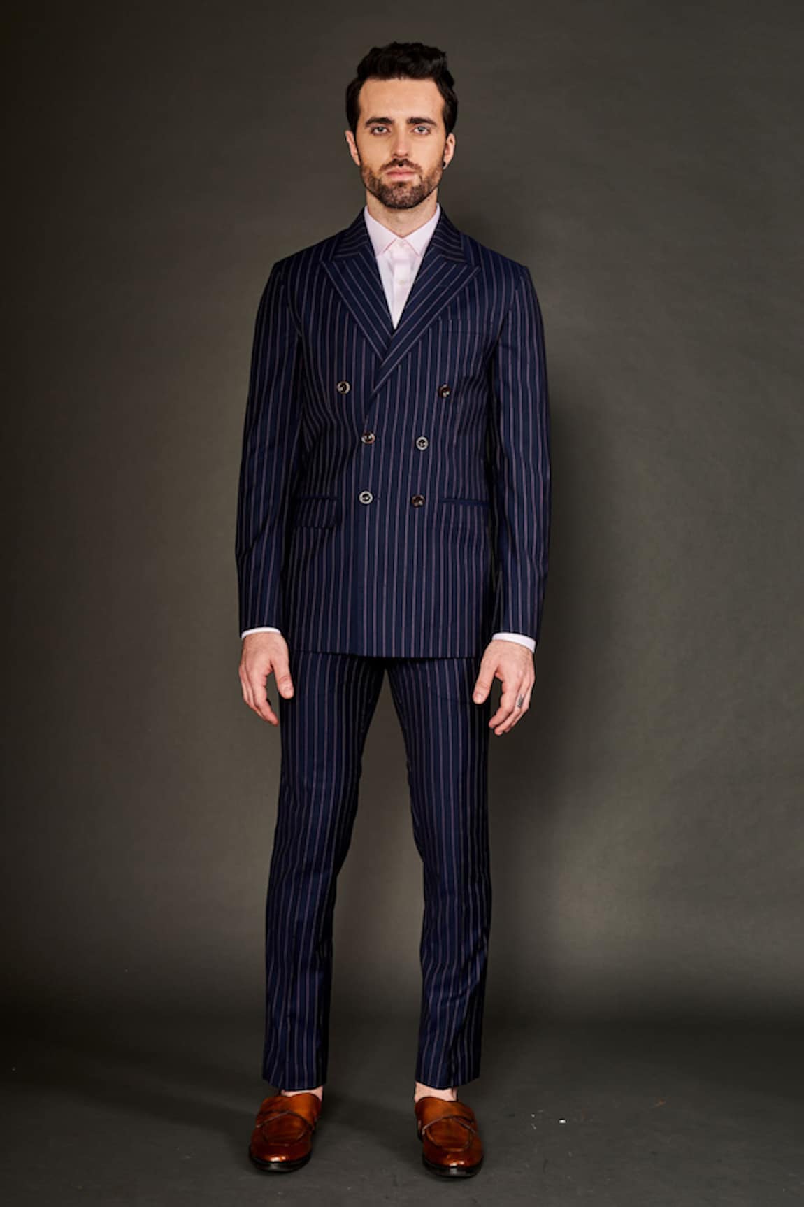 Arjun Kilachand Chalk Stripe Jacket & Pant Set