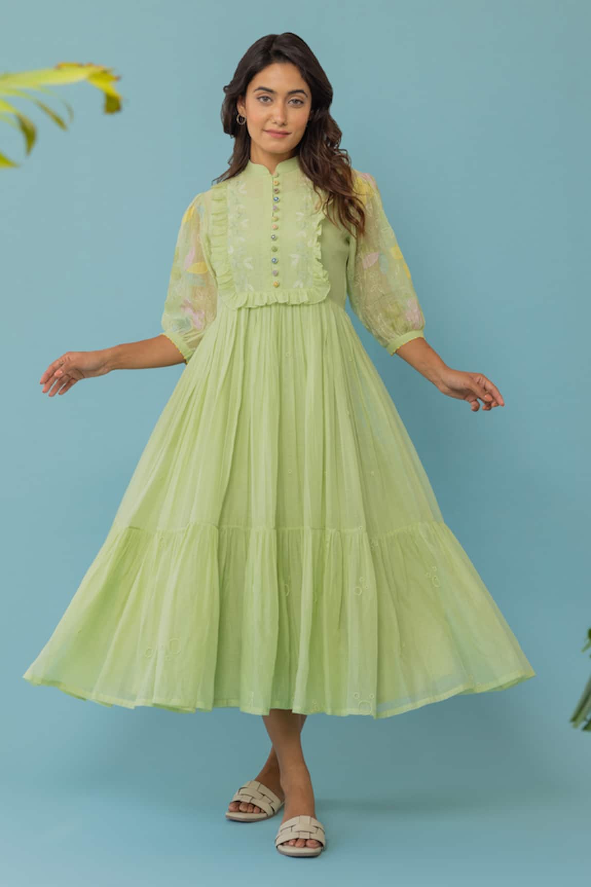 Khamaj India Meadow Dress With Frilled Inner