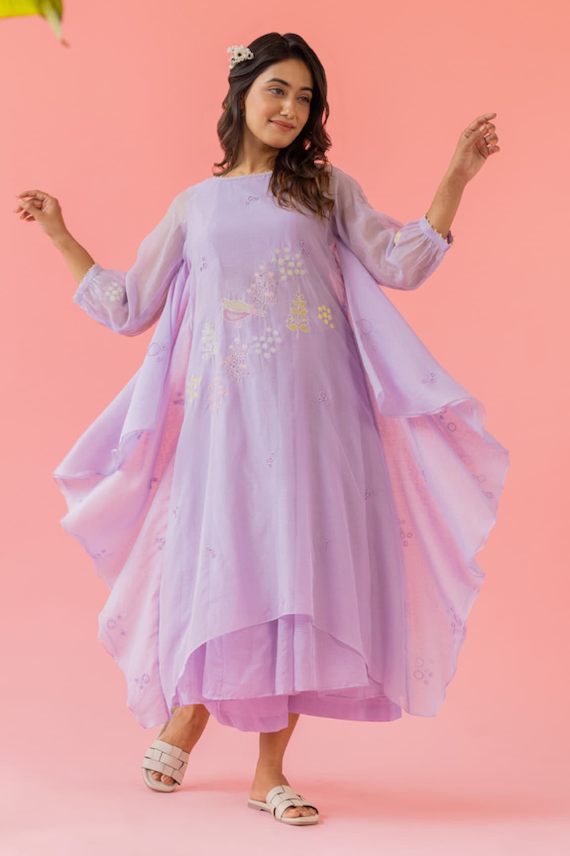 Khamaj India Daisy Chanderi Kurta & Palazzo Set