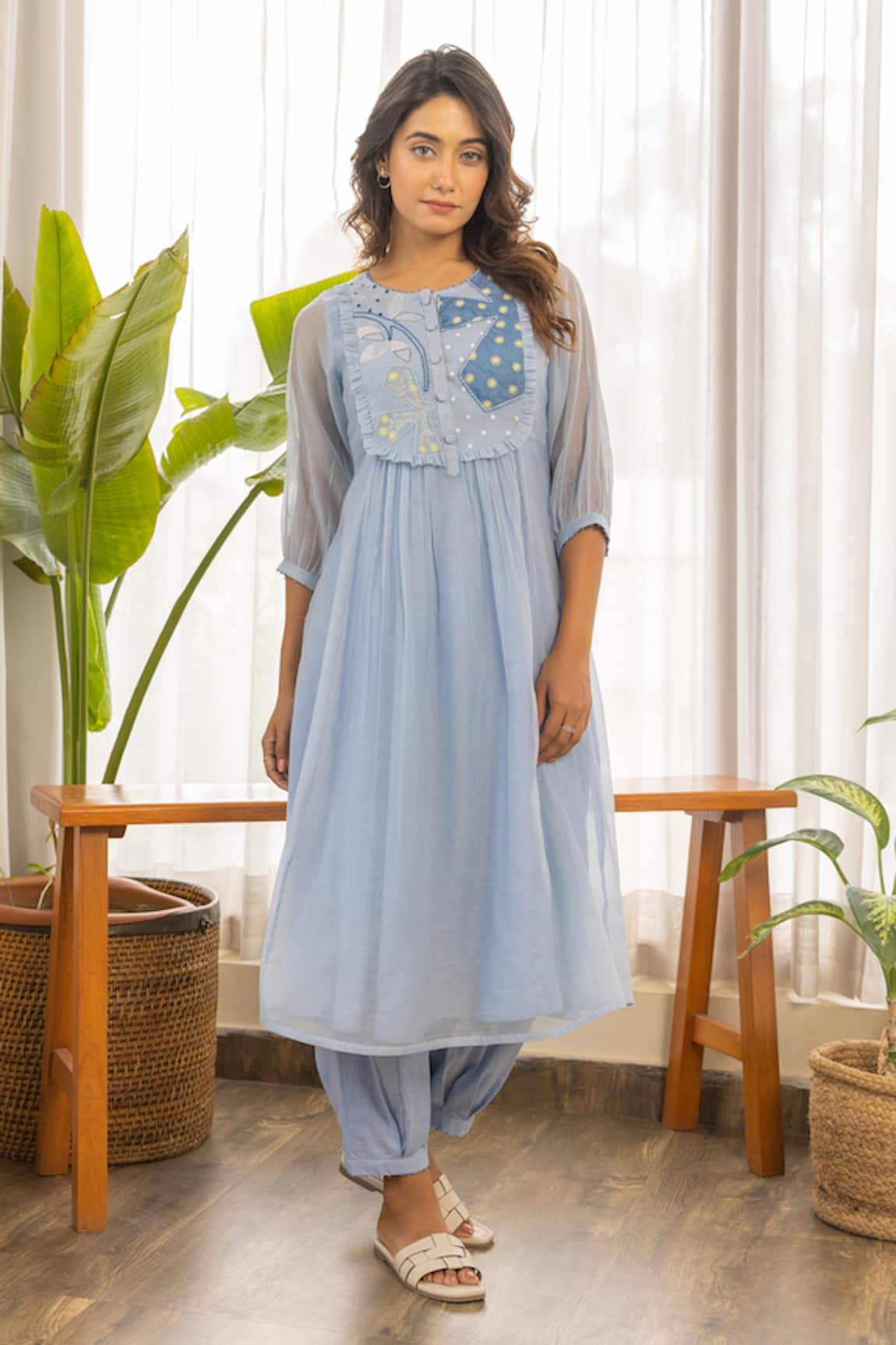 Khamaj India Carissa Yoke Embroidered Kurta Set