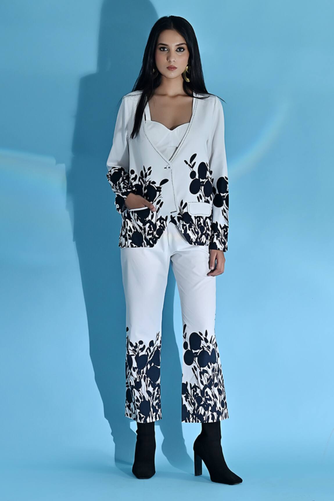 Jyoti Sachdev Iyer Floral Print Open Jacket & Trouser Set 