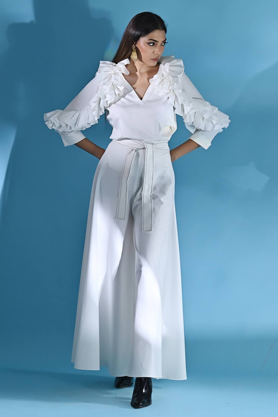 Jyoti Sachdev Iyer Ruffle Top & Pant Set 