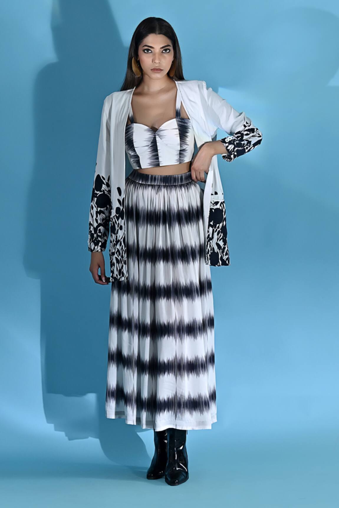 Jyoti Sachdev Iyer Floral Print Open Jacket & Trouser Set 