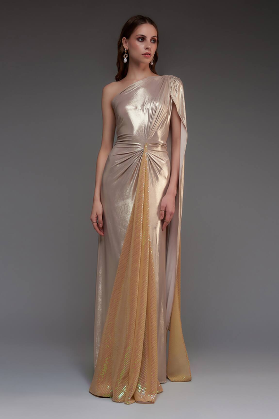 Cham Cham Ruched Metallic Gown
