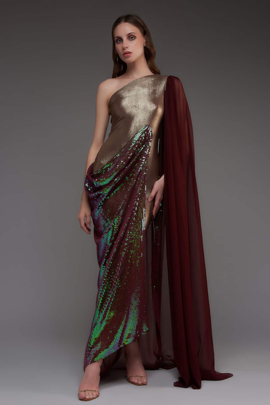 Cham Cham One Shoulder Draped Gown