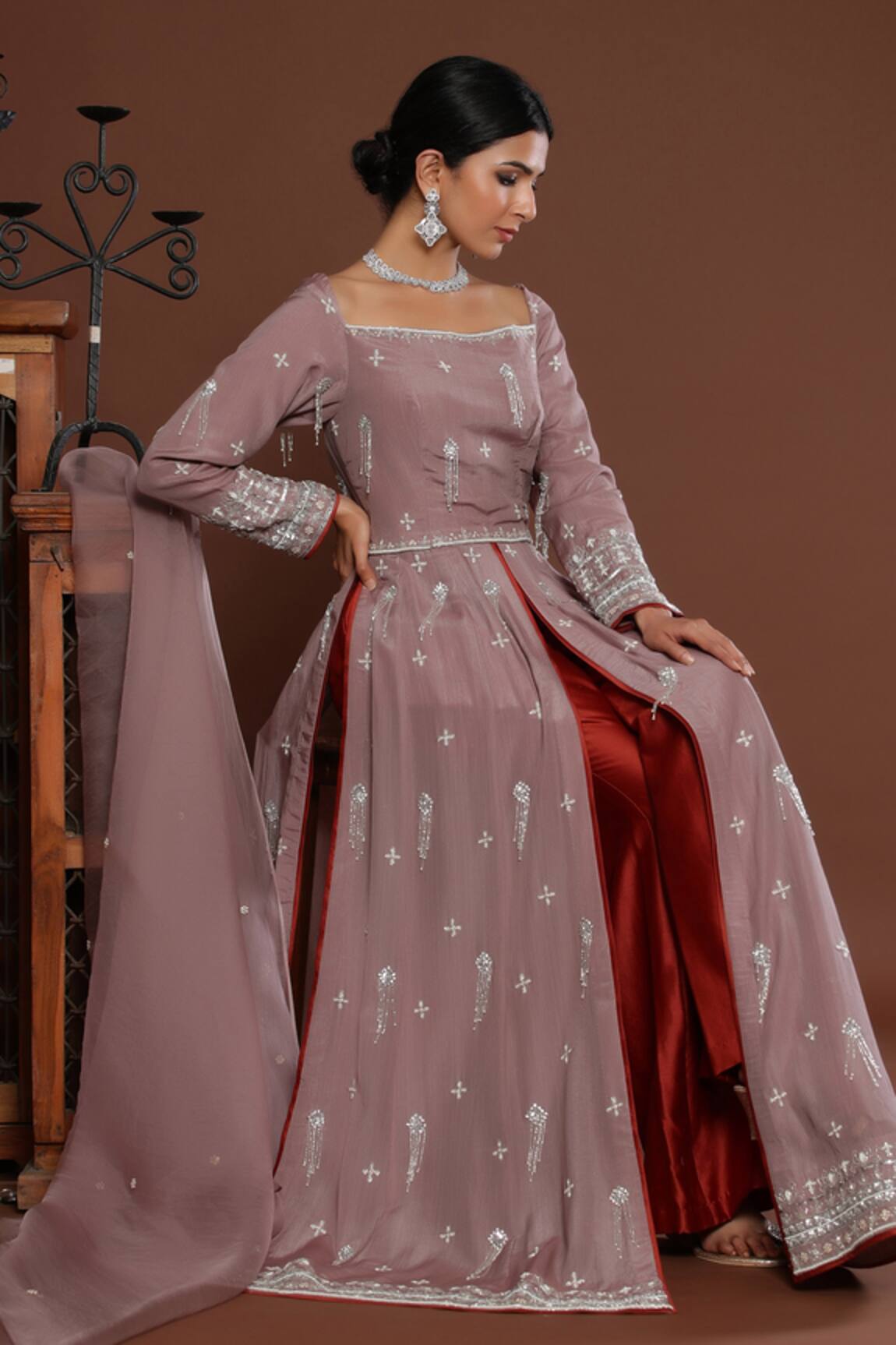 Palak Khandelwal Embroidered High-Slit Anarkali Set