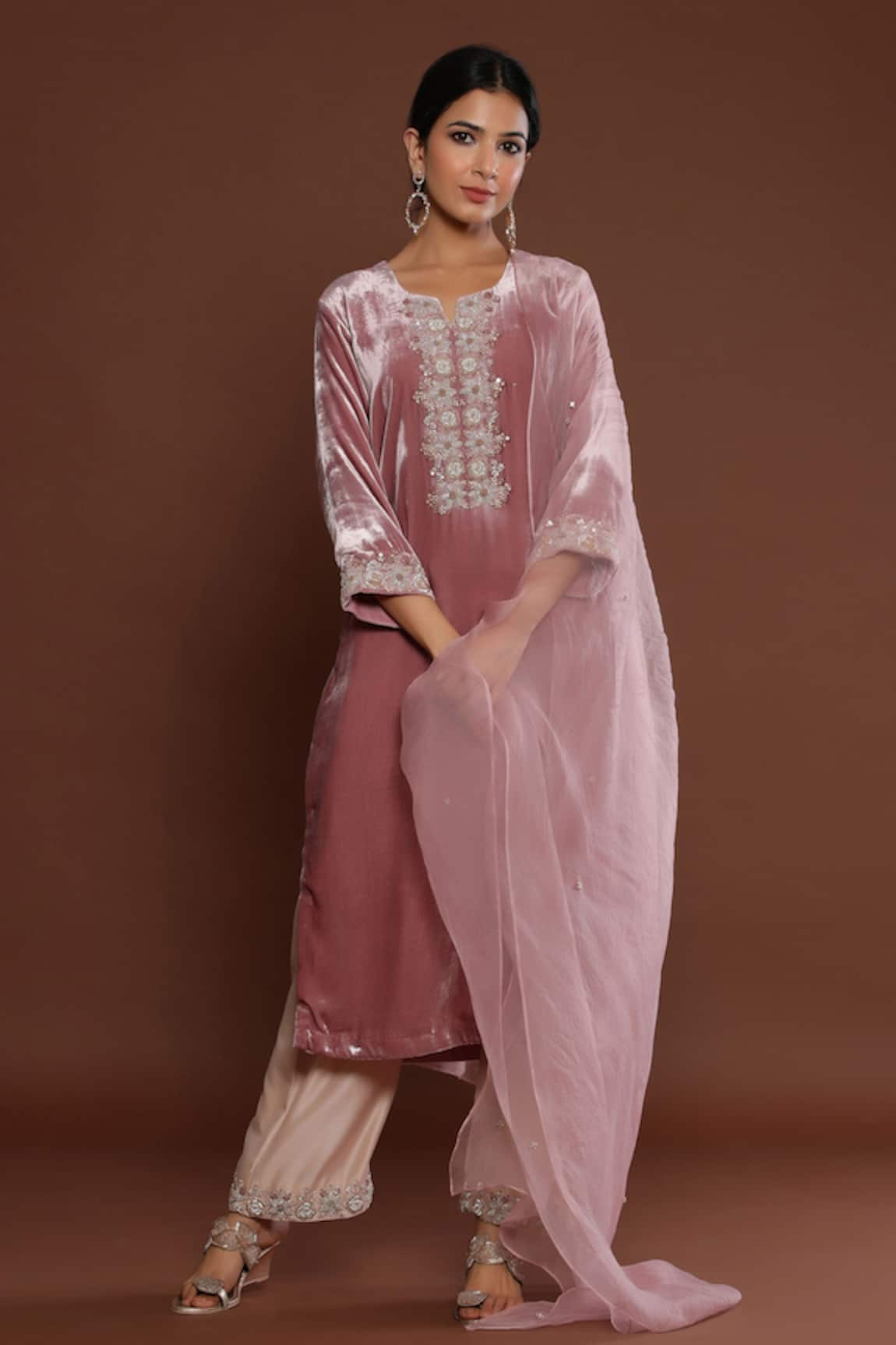 Palak Khandelwal Velvet Embroidered Kurta Pant Set