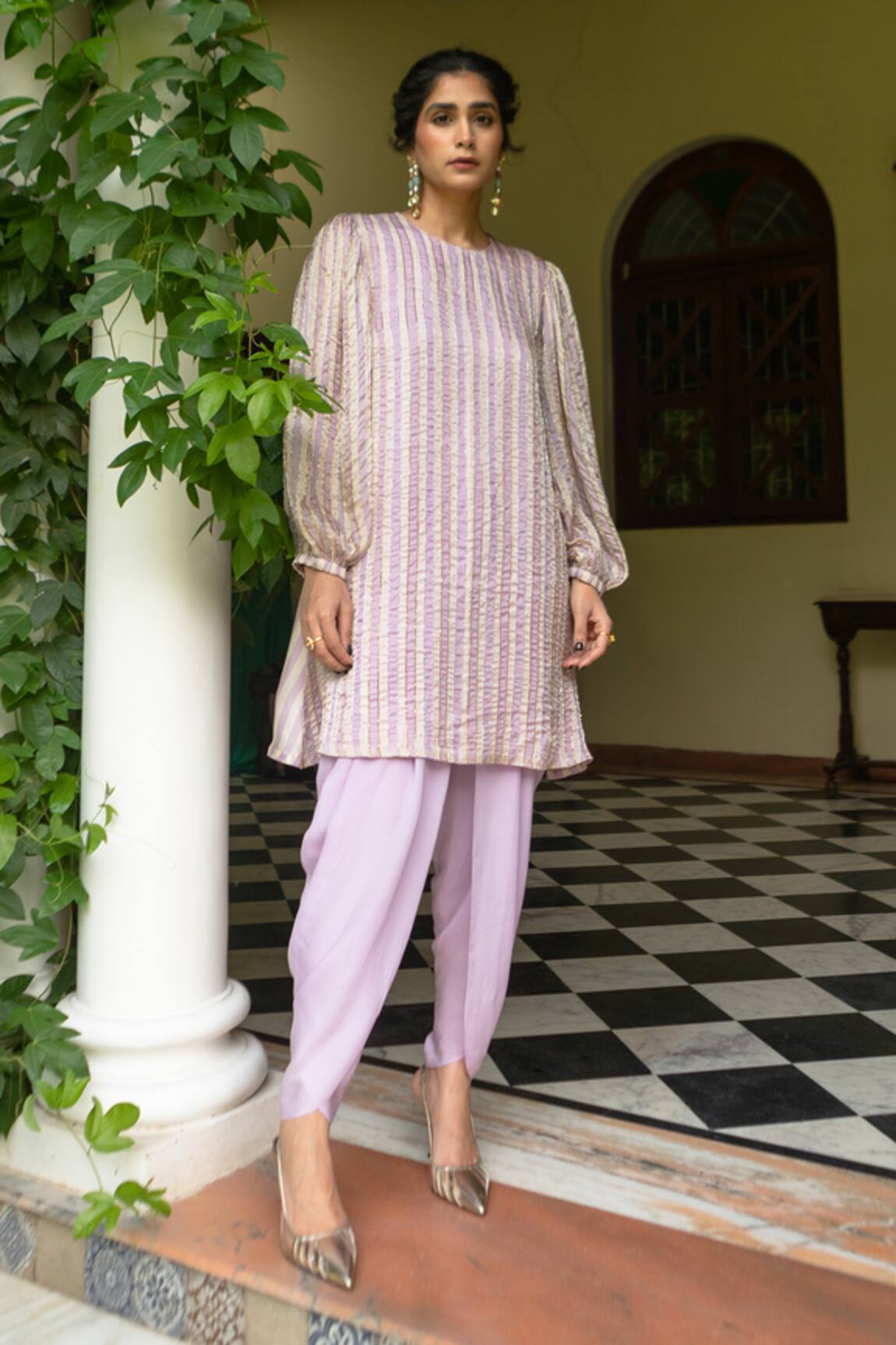 EASE Striped Pattern Kurta & Dhoti Set