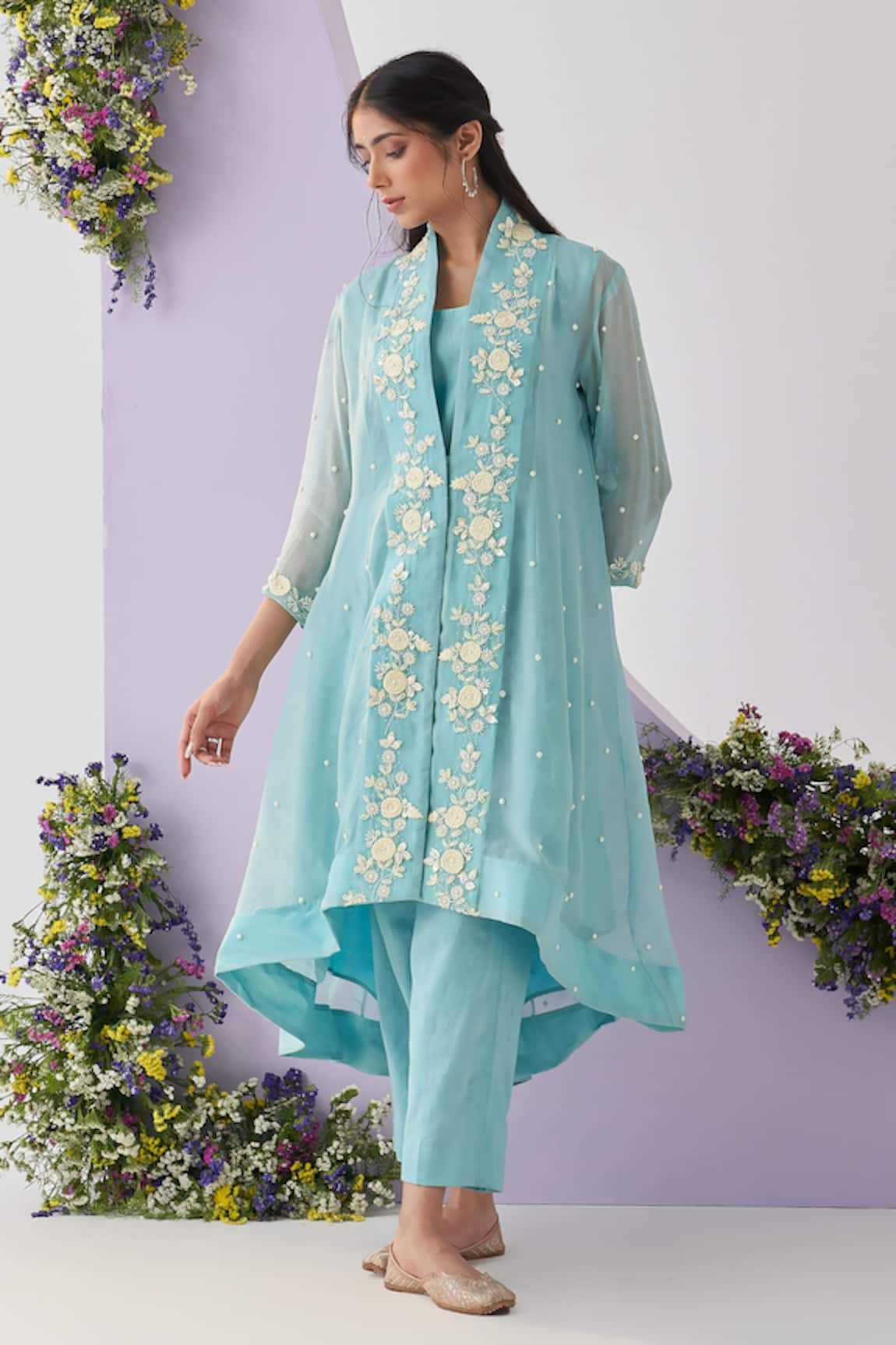 Shipraa Grover Nalini Embroidered Overlay Pant Set