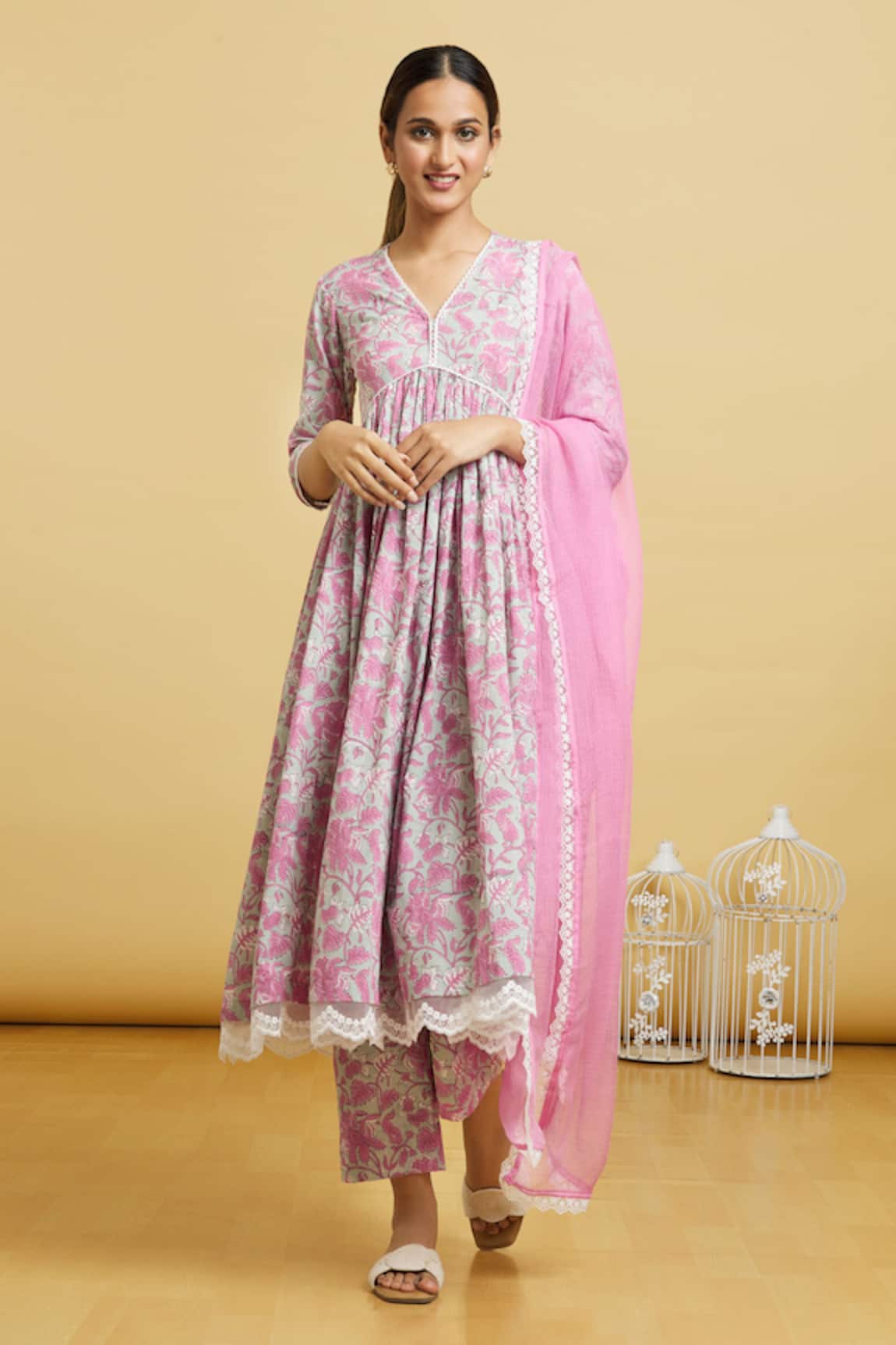 Naintara Bajaj Anarkali Set With Kota Doriya Dupatta