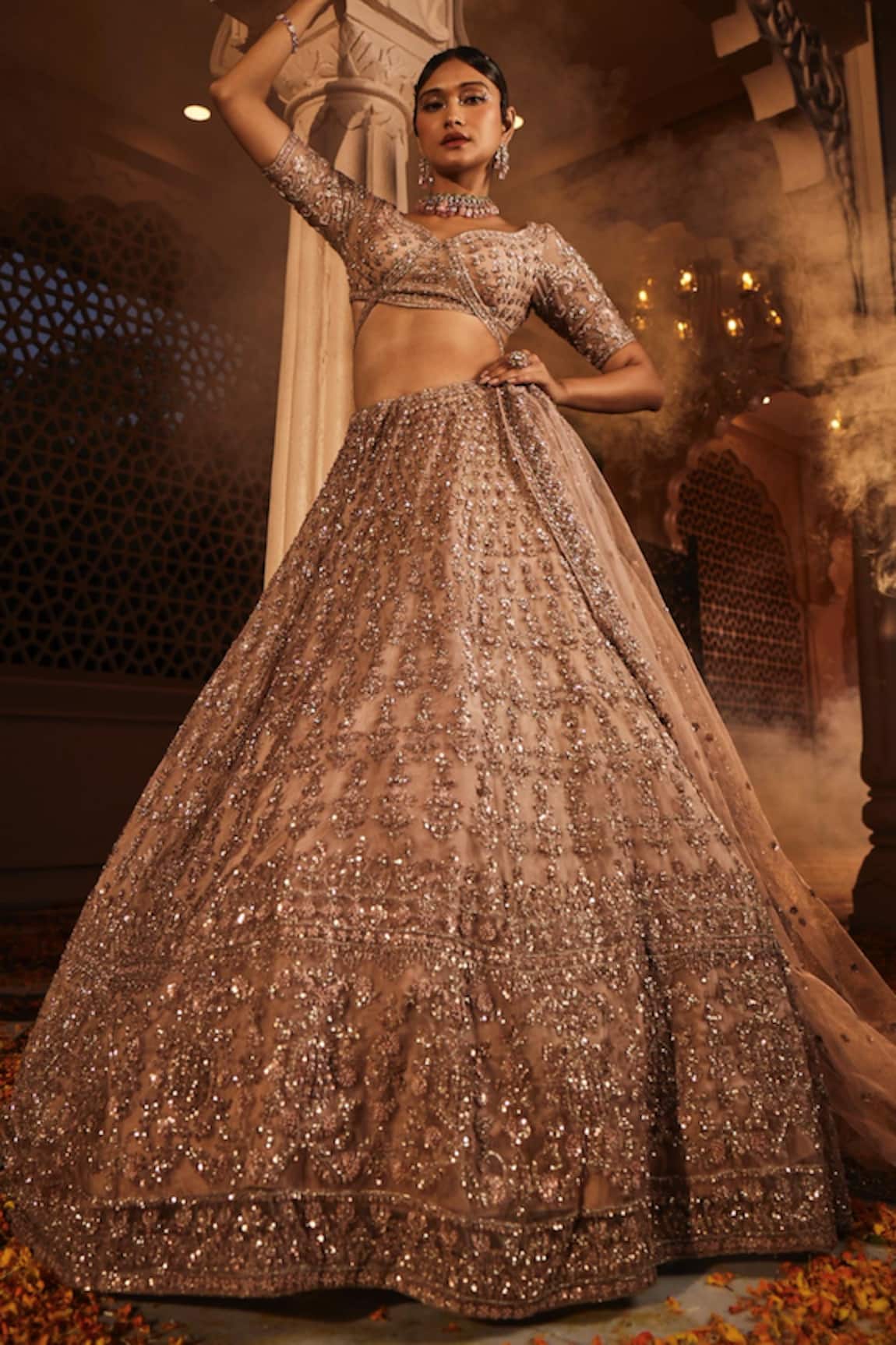 Latest Stunning Yankita Kapoor Golden Color Bridal Lehenga Choli