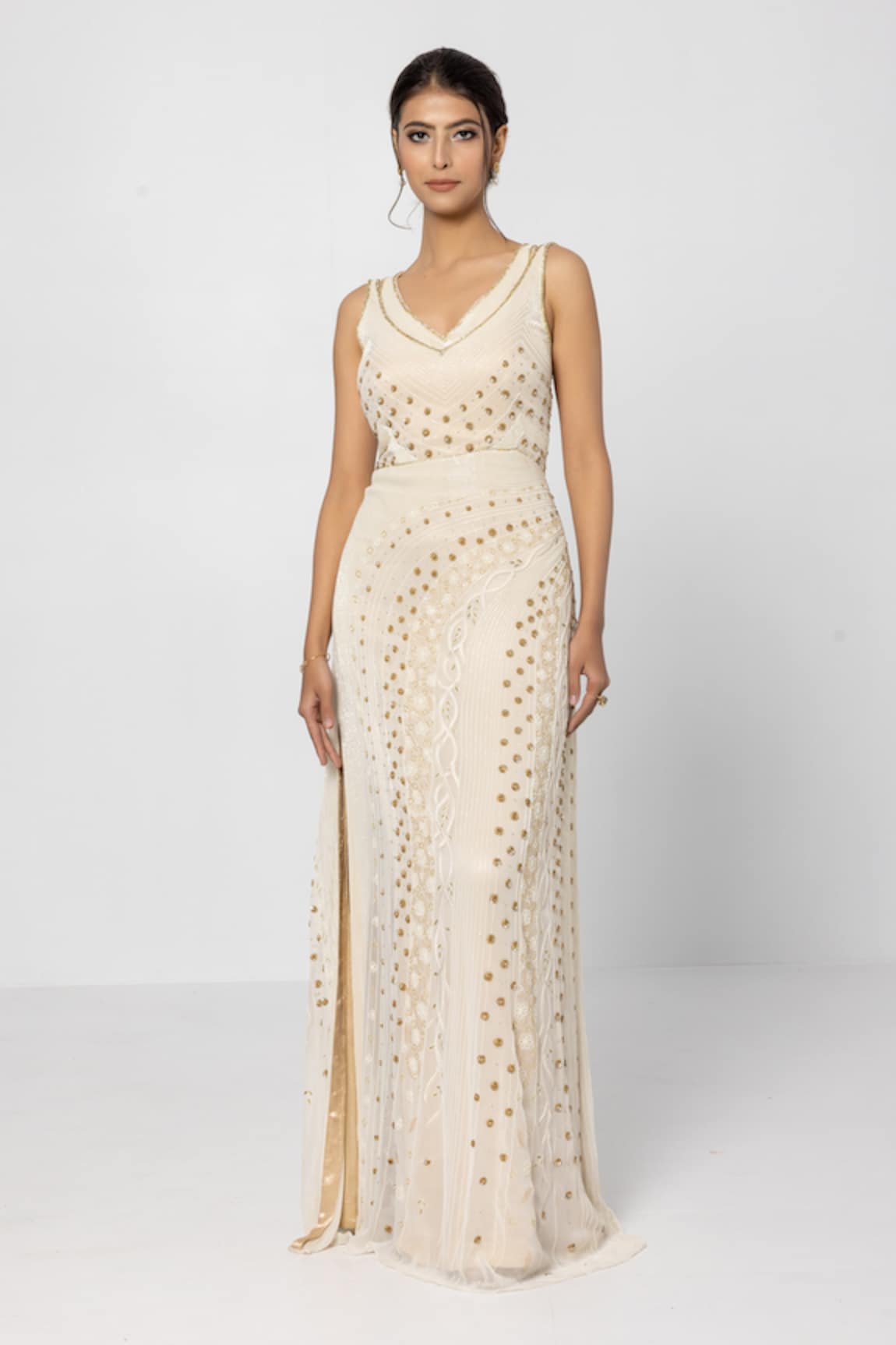 Sartoriale Crystal Wave Embellished Gown