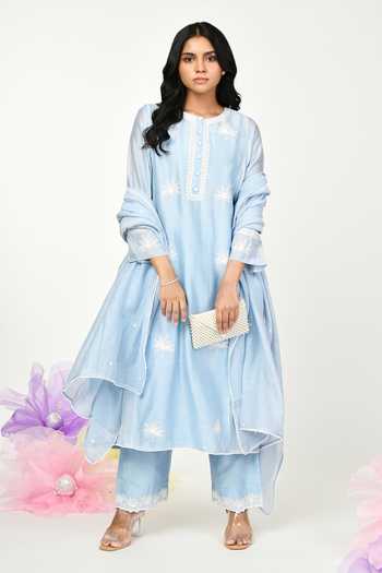 Komal Shah Chanderi Embroidered Kurta Set 