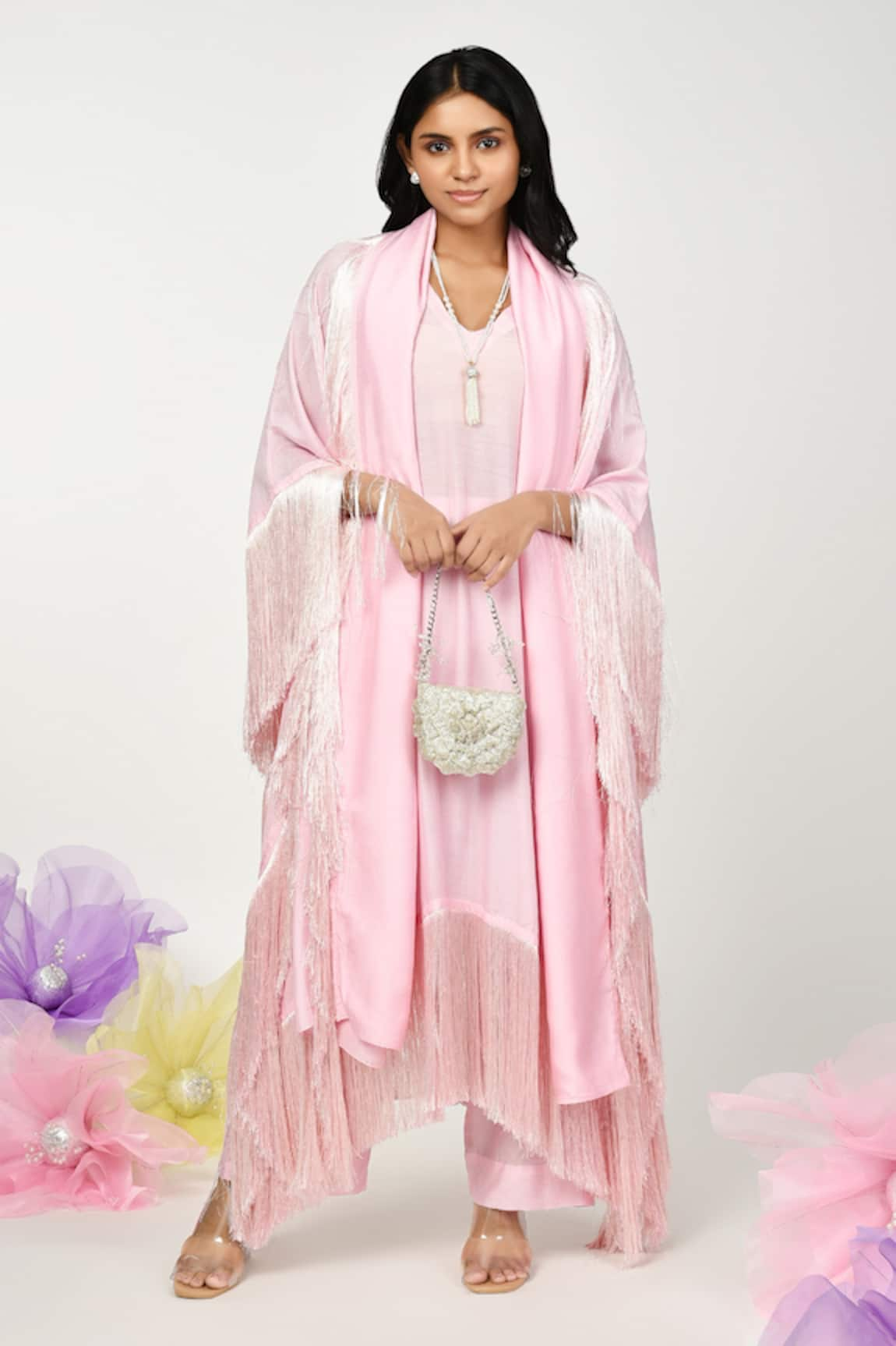 Komal Shah Summer Lacey Embellished Kaftan Set