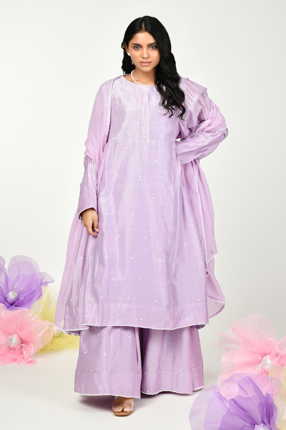 Komal Shah Chanderi Embroidered Kurta Sharara Set