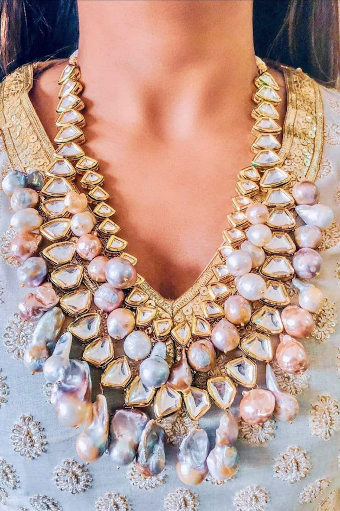 PRERTO Adasha Bead Drop Layered Necklace