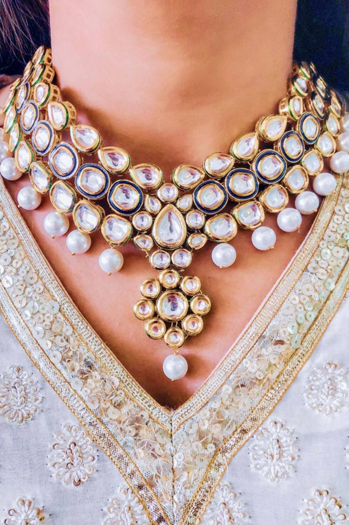 PRERTO Sahar Stone Embellished Choker Necklace