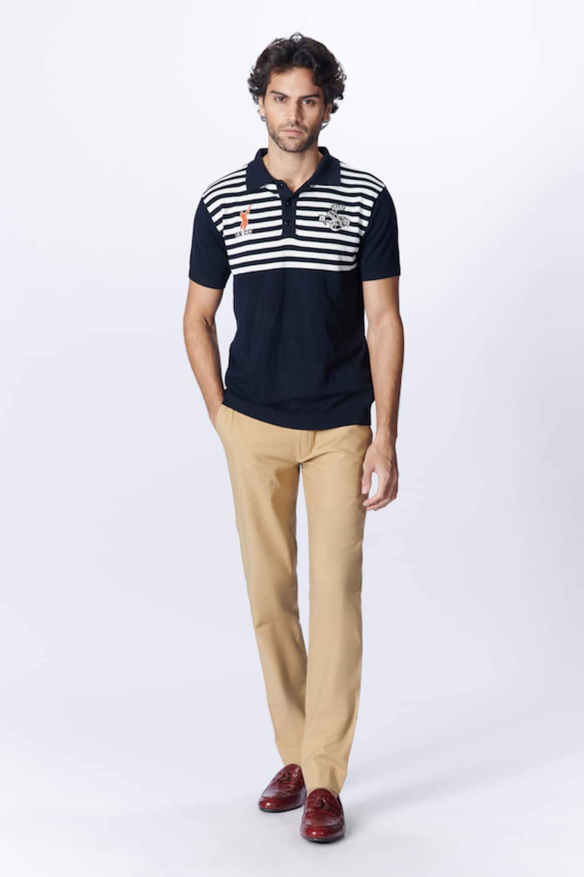 S&N by Shantnu Nikhil Stripe Pattern Knit T Shirt