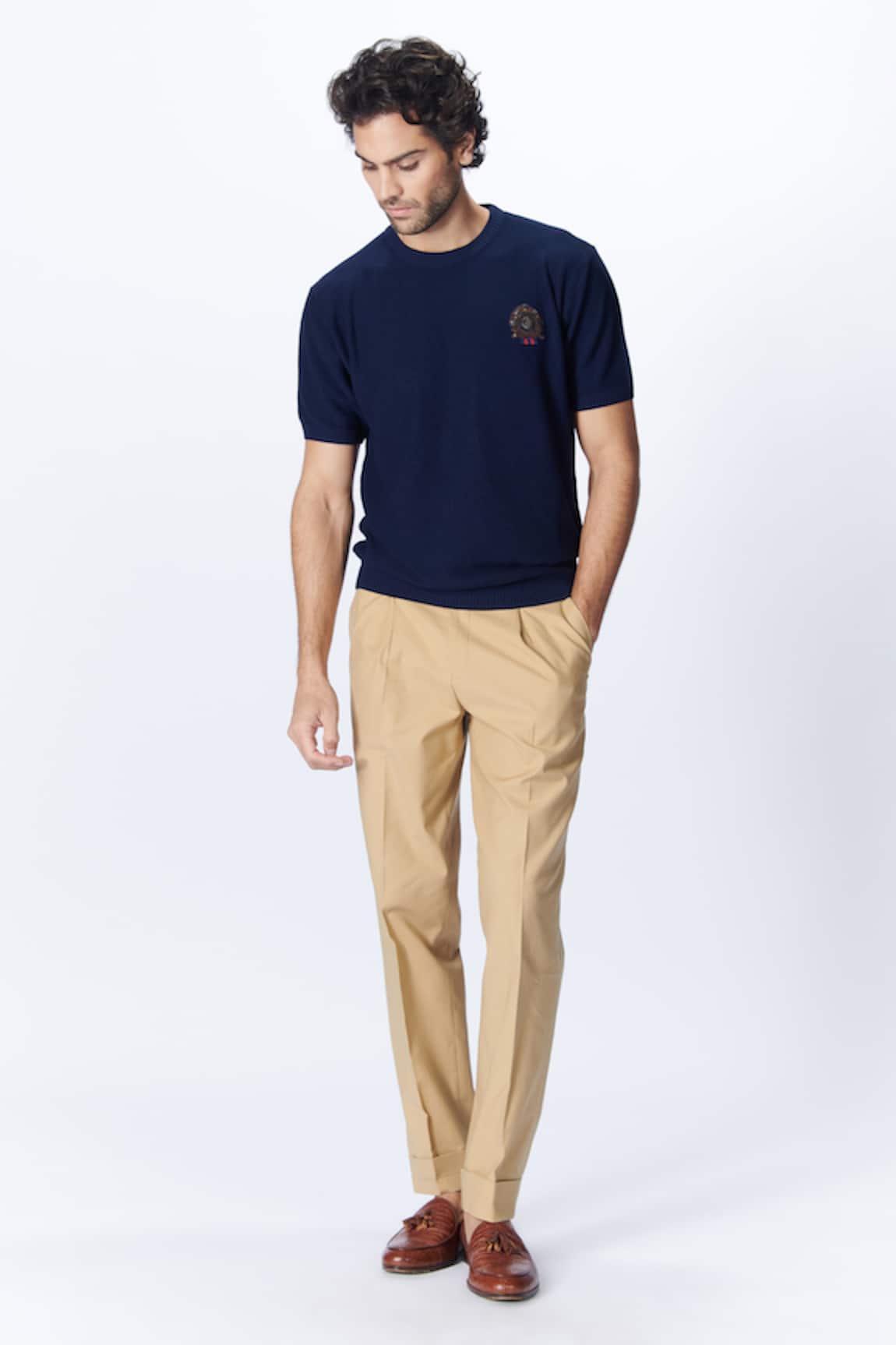 S&N by Shantnu Nikhil Crest Placement Embroidered T Shirt