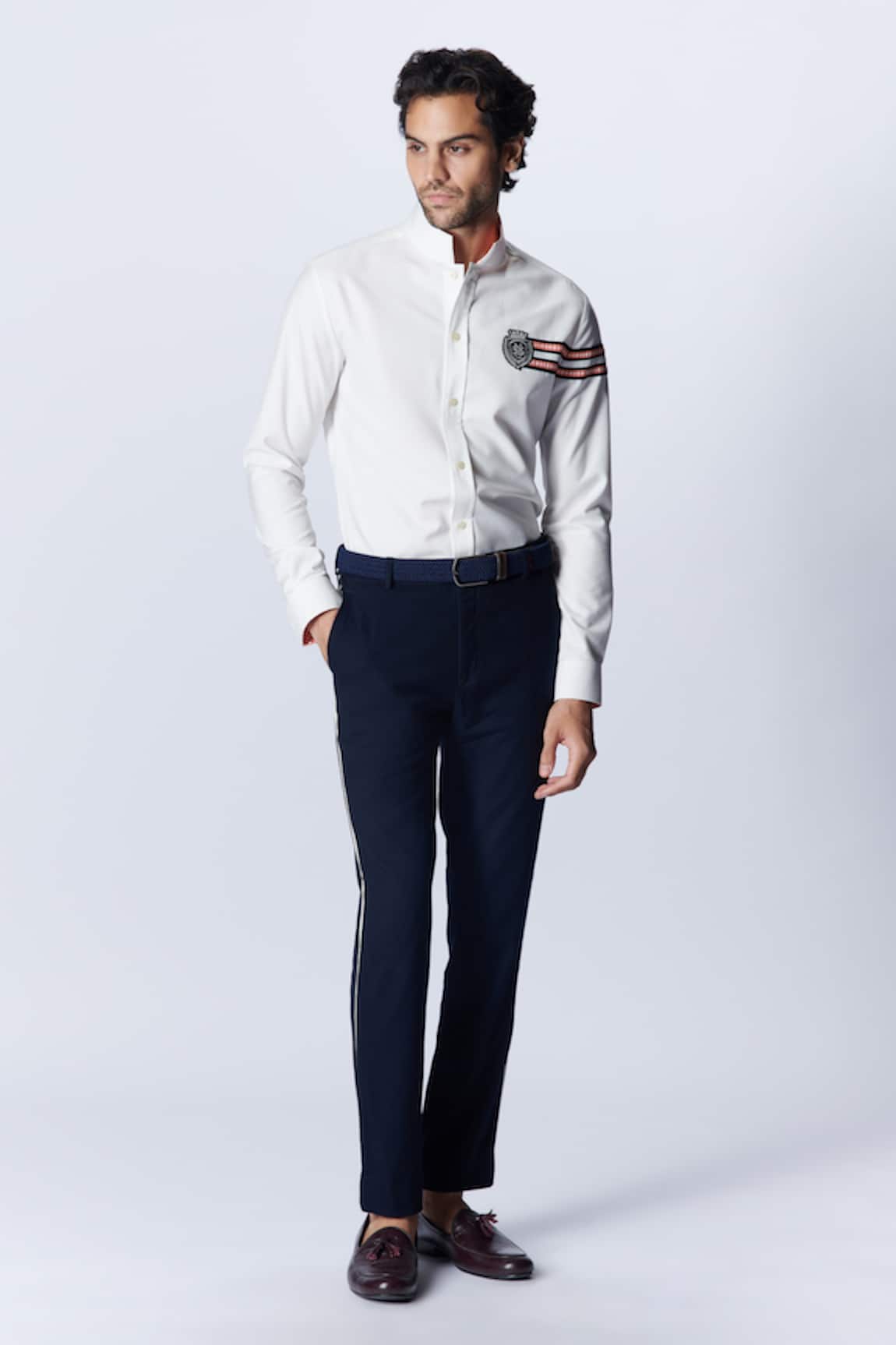 S&N by Shantnu Nikhil Crest Placement Embroidered Shirt