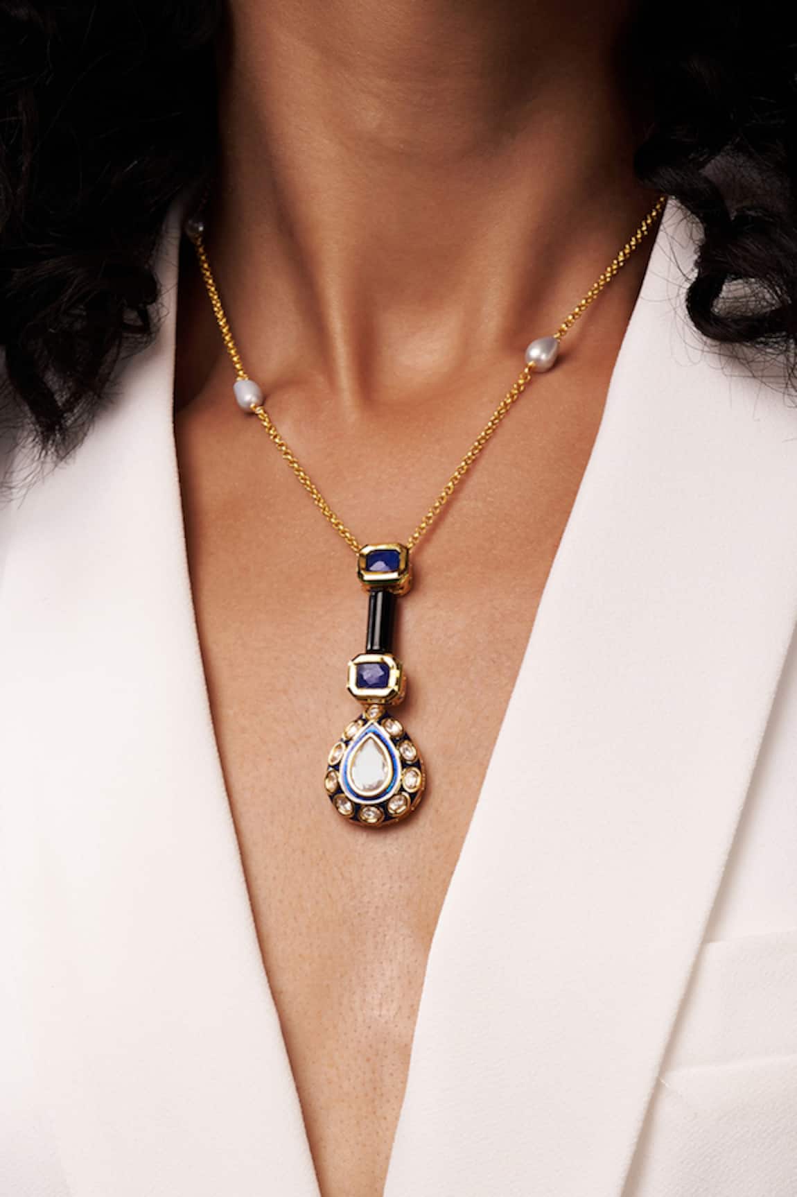 Joules By Radhika Onyx Embellished Pendant Necklace 