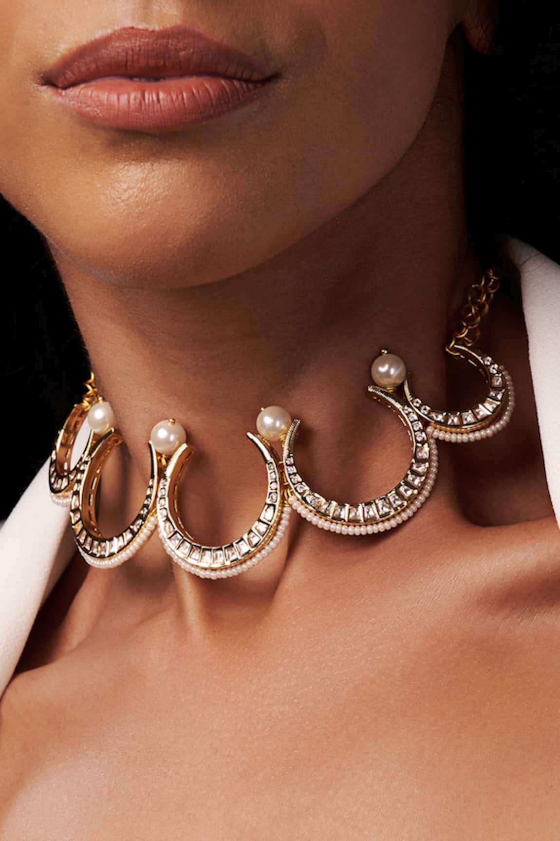 Joules By Radhika Crescent Cut Work Choker Necklace