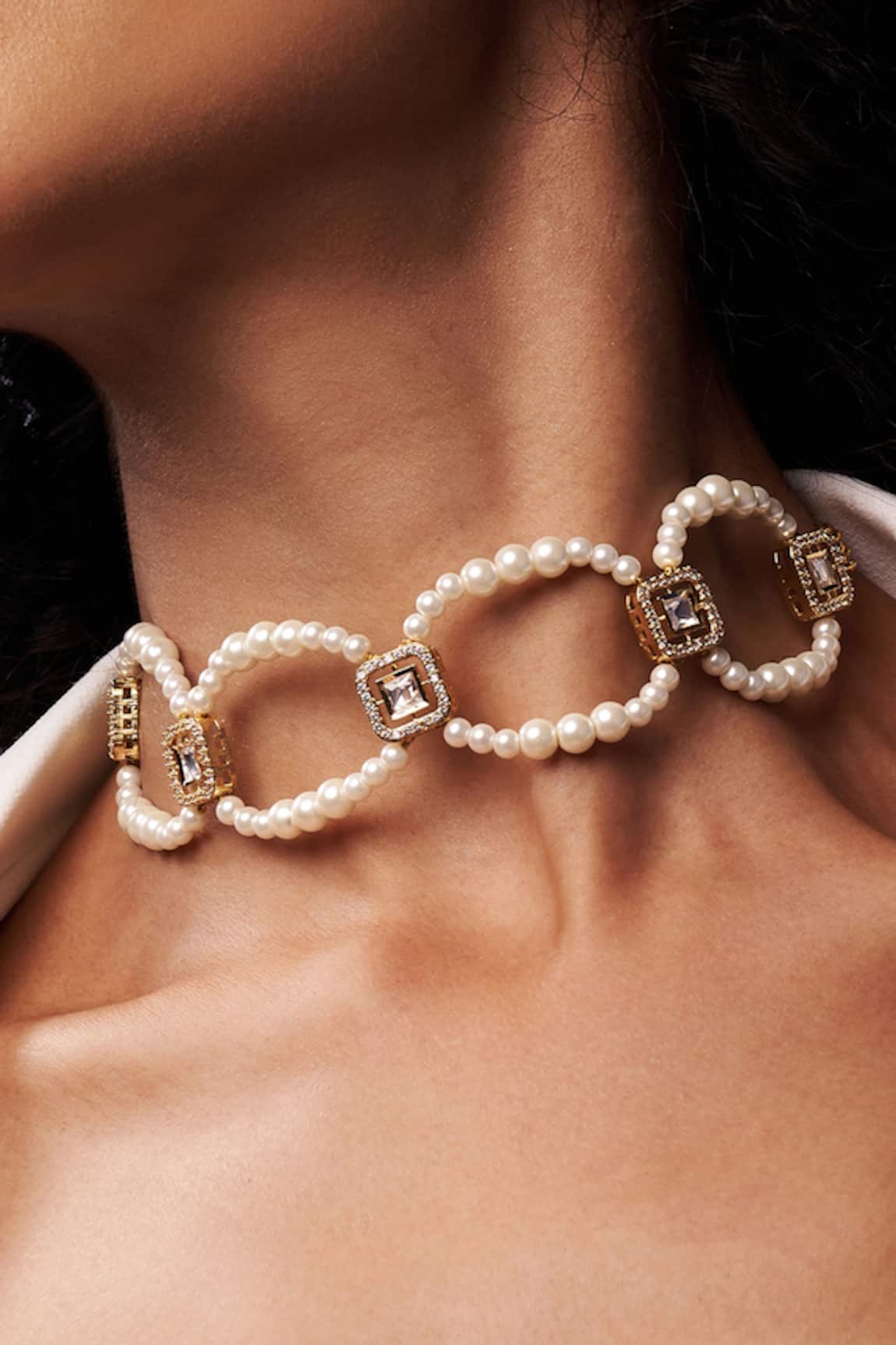 joules by radhika Kundan Polki & Pearl Embellished Choker Necklace