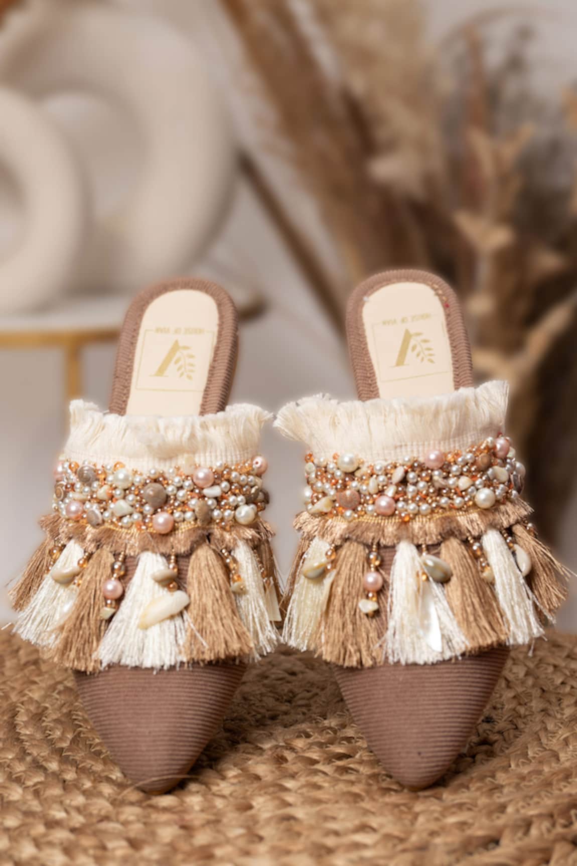House of Vian Pearl Embellished Mules