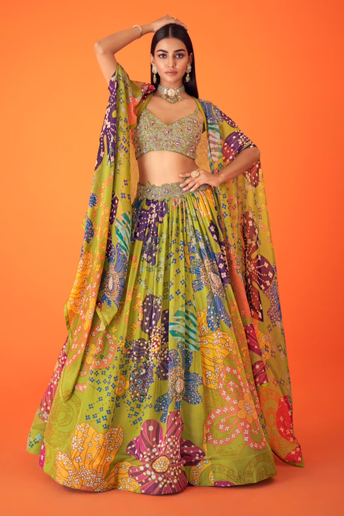 Taavare Floral Embroidered Bustier Lehenga Set