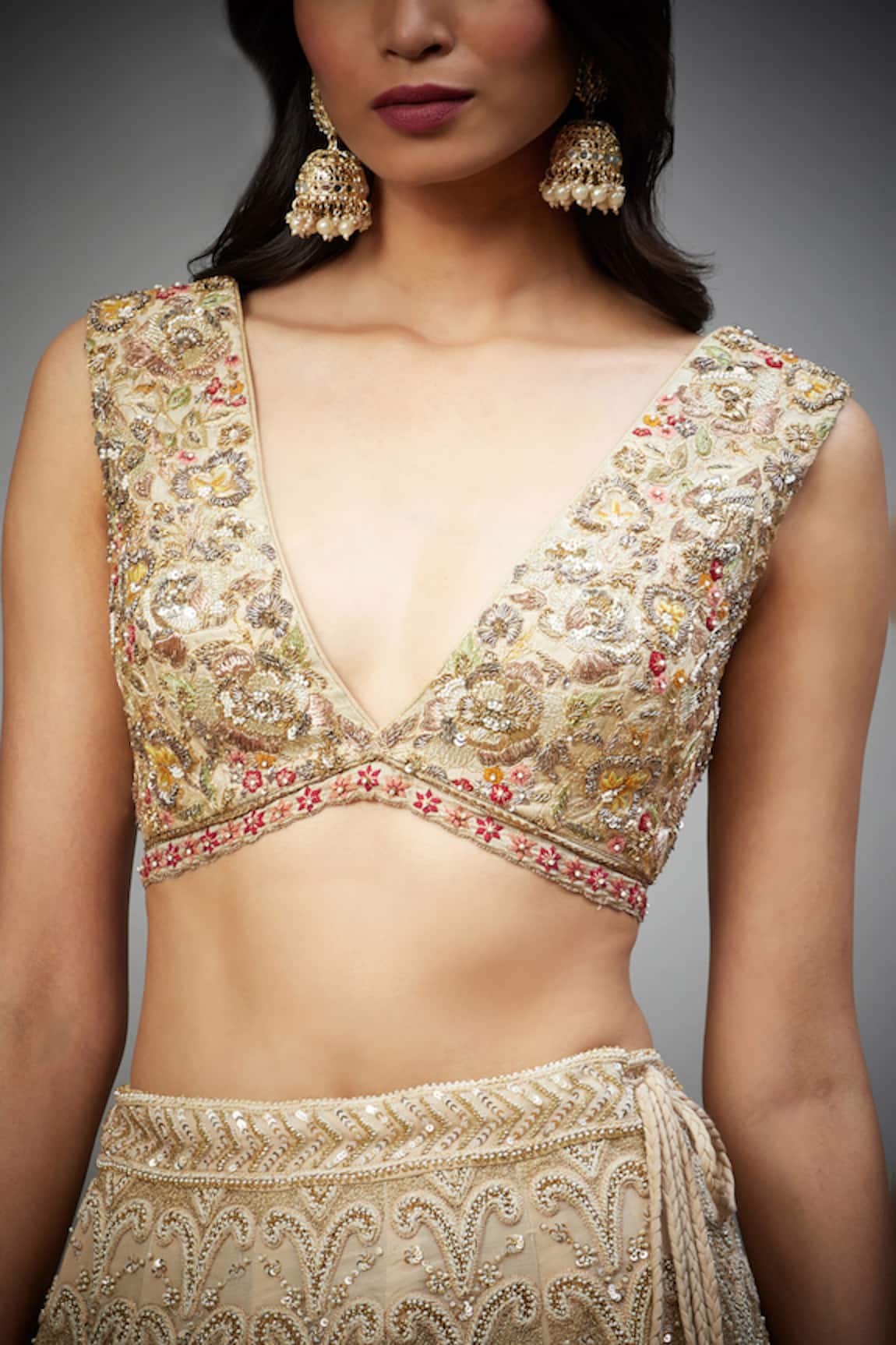 RI.Ritu Kumar Paradise Garden Floral Embroidered Blouse 