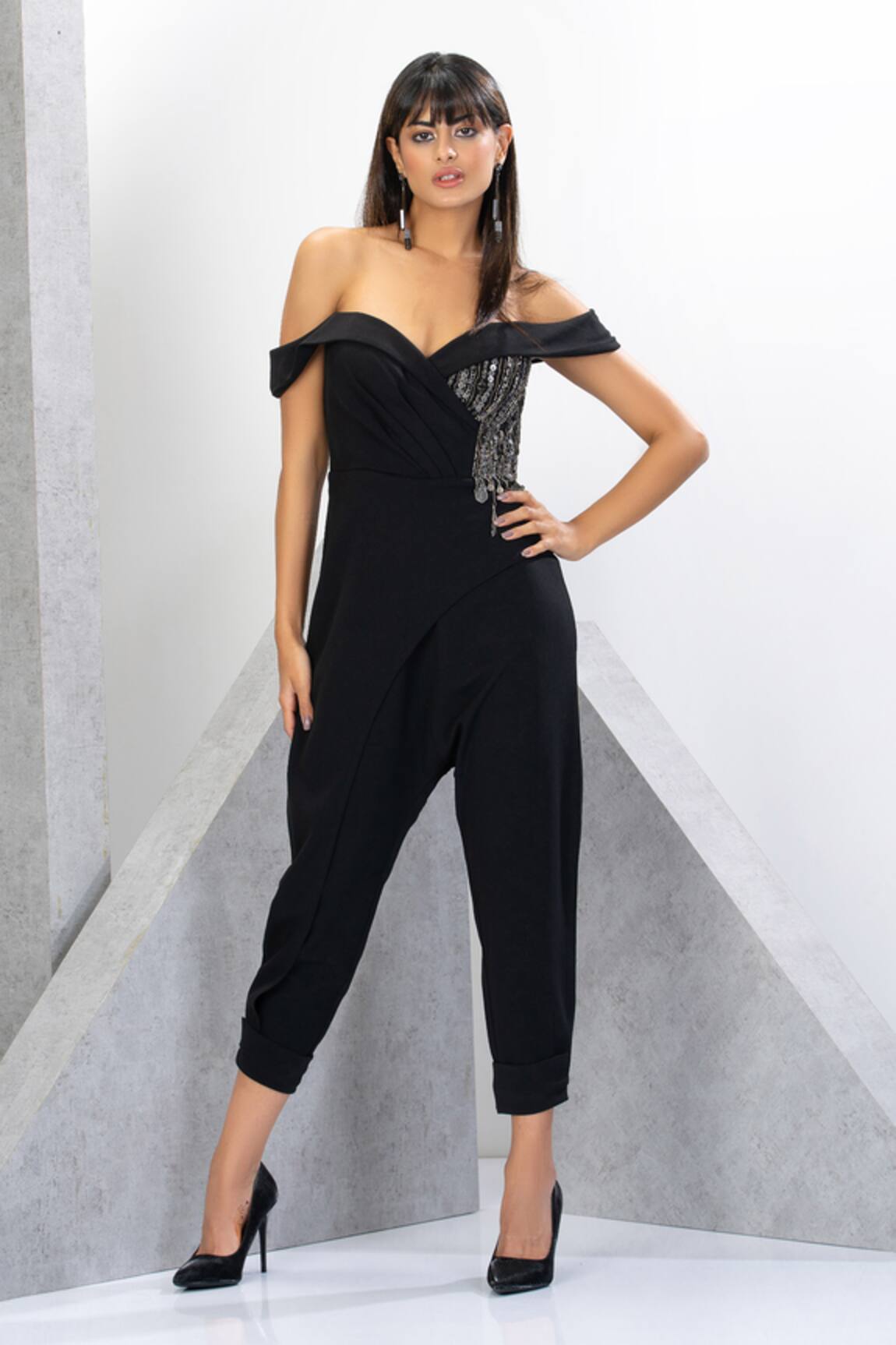One Shoulder Ruffle Detail Jumpsuit in Pink  Chi Chi London