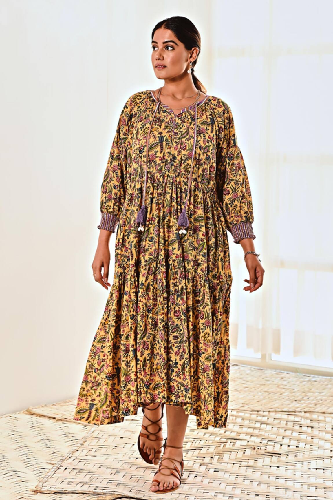 Moontara Liberty Print Tiered Dress