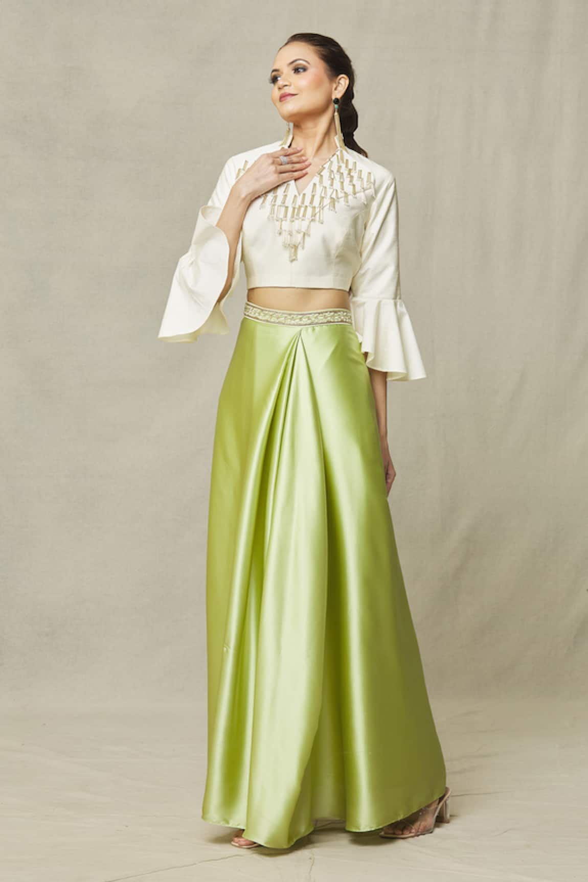 Khwaab by Sanjana Lakhani Pipe Embellished Top & Skirt Set
