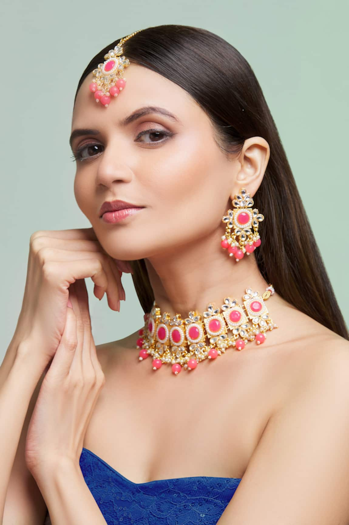 Nayaab by Aleezeh Stone Embellished Choker Set