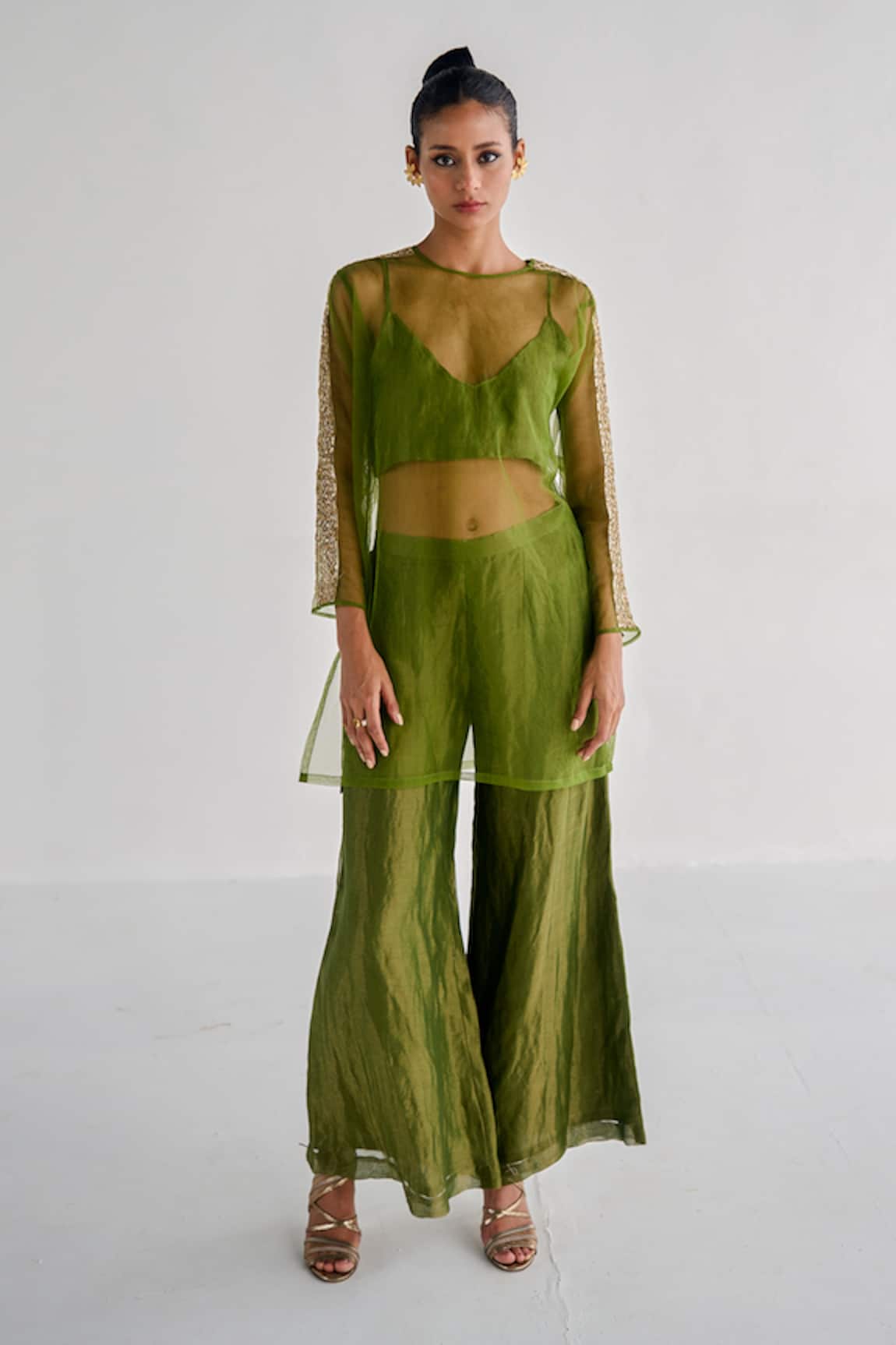 Esha Arora Embroidered Net Kurta & Palazzo Set