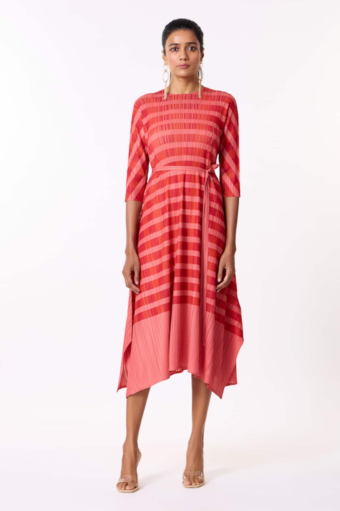 Scarlet Sage Lyra Printed Asymmetric Dress With Belt