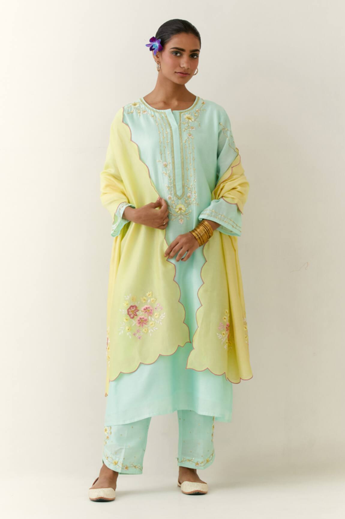 Anantaa By Roohi Floral Embroidered Kurta Palazzo Set