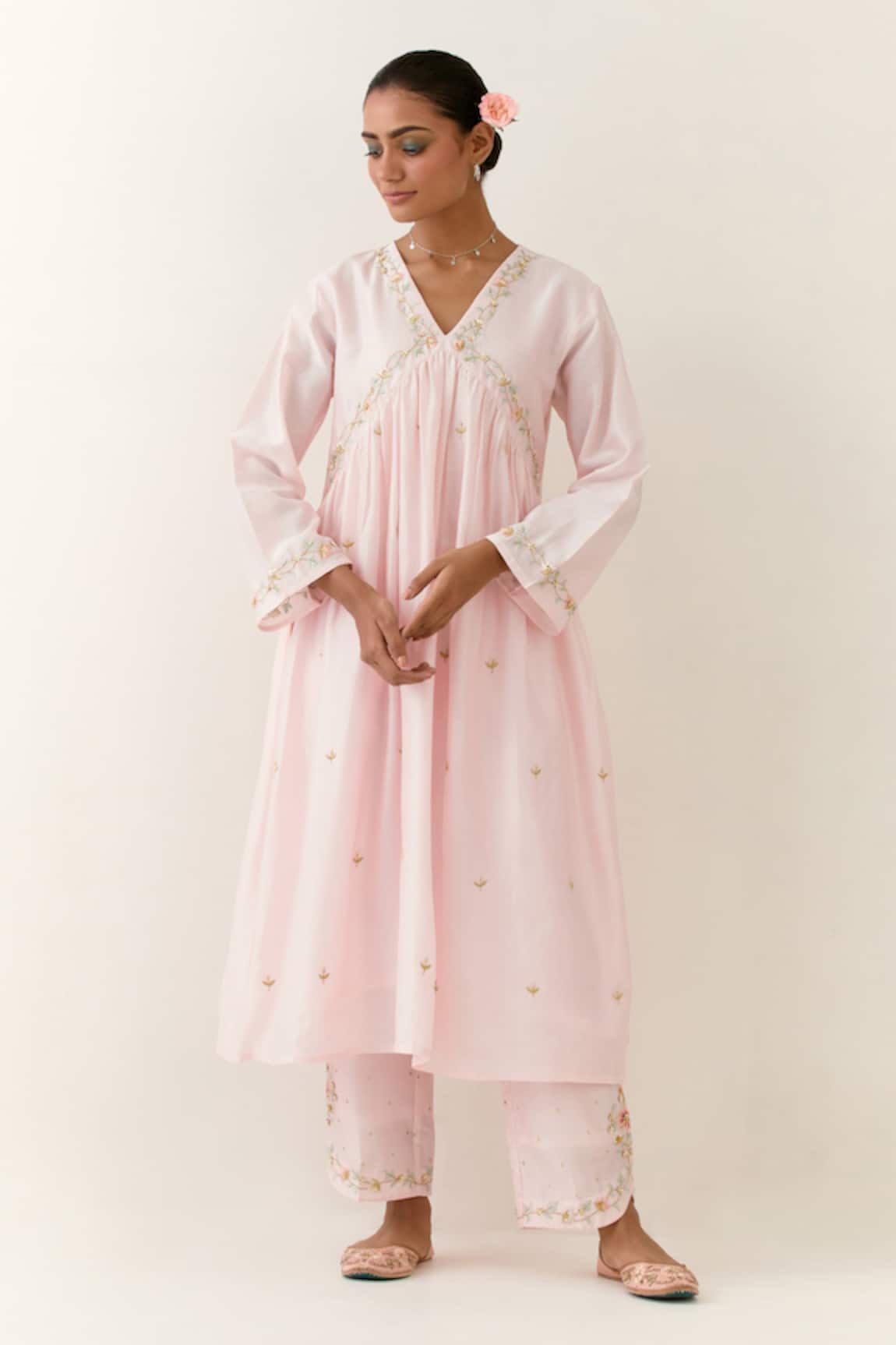 Anantaa by Roohi Silk Chanderi Gathered Kurta & Palazzo Set