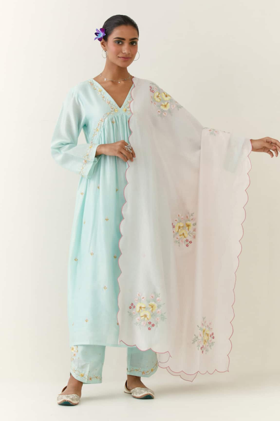 Anantaa by Roohi Silk Chanderi Scallop Dupatta 