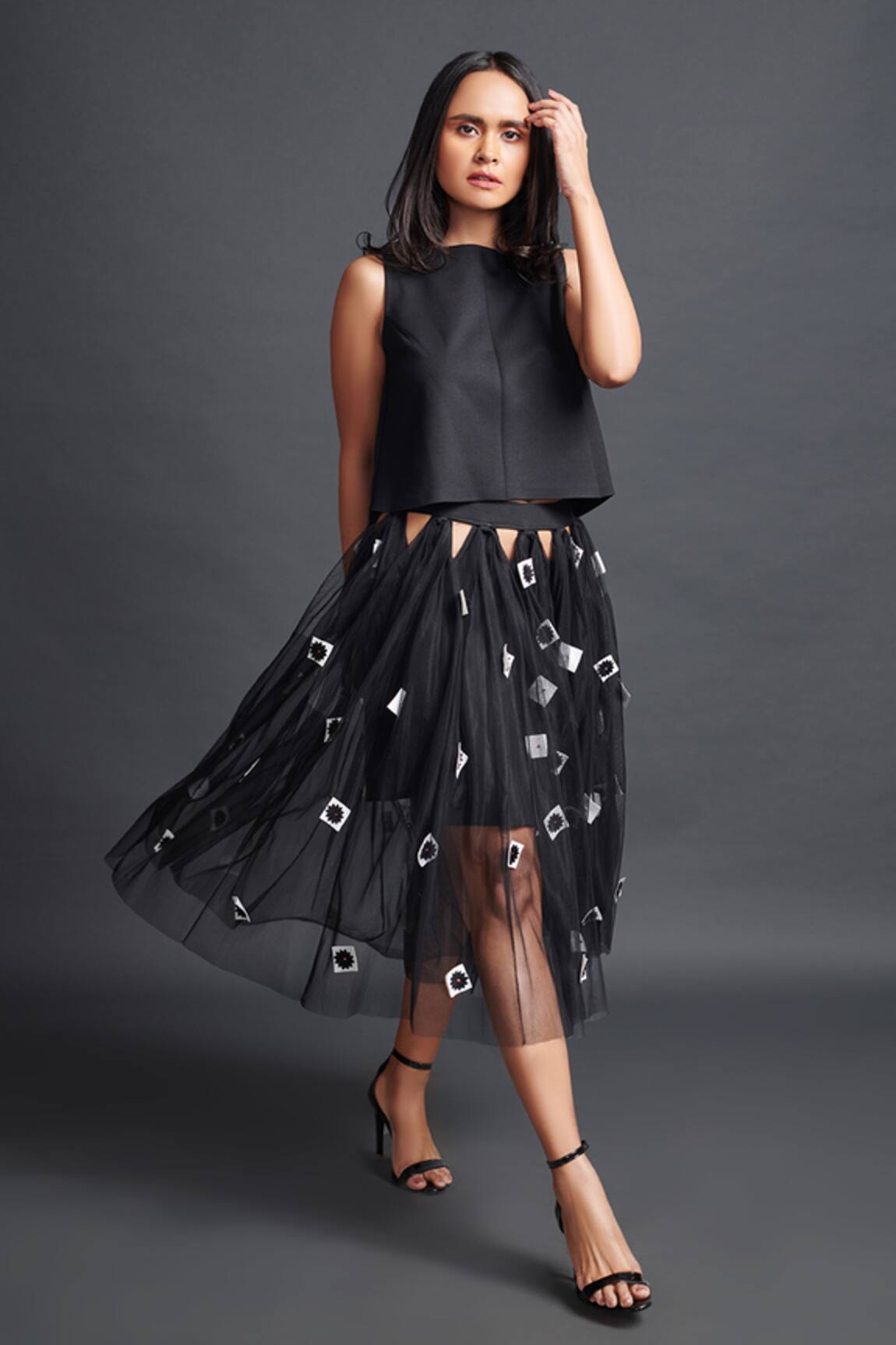 Deepika Arora Crop Top With Confetti Embroidered Skirt