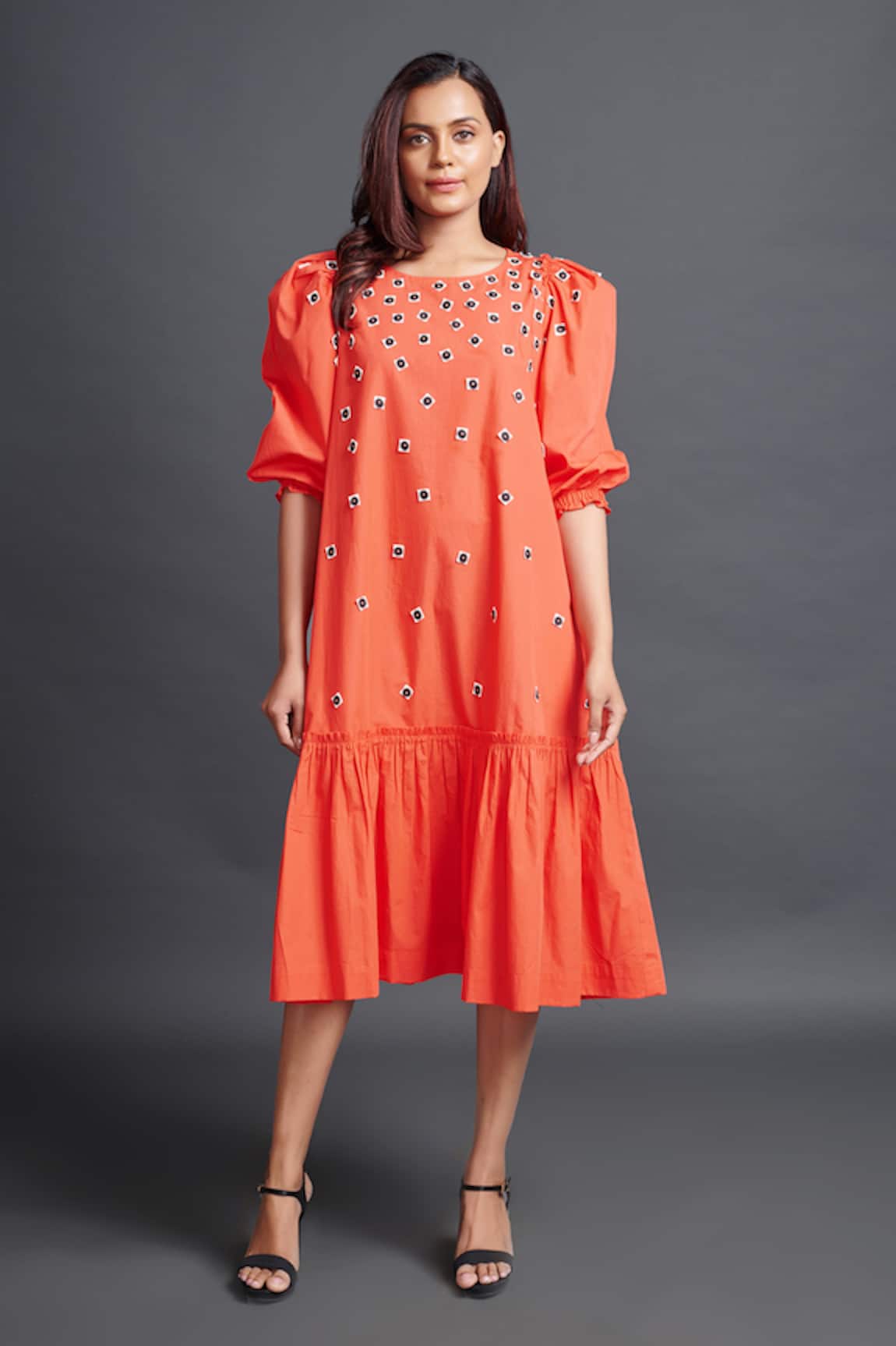 Deepika Arora Cotton Applique Embroidered Dress