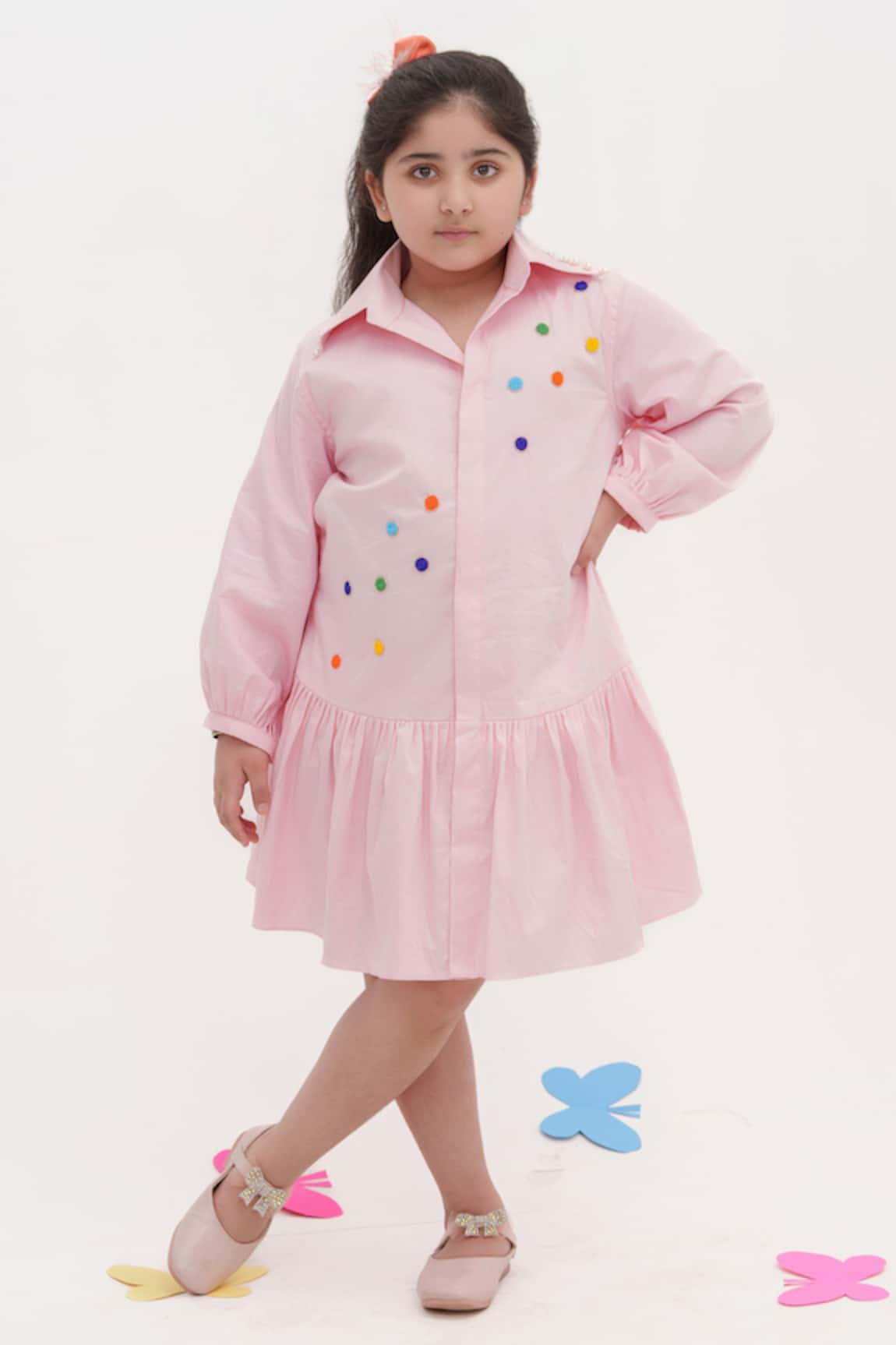 Darleen Kids Couture Cheerful Cotton Bead Embroidered Dress