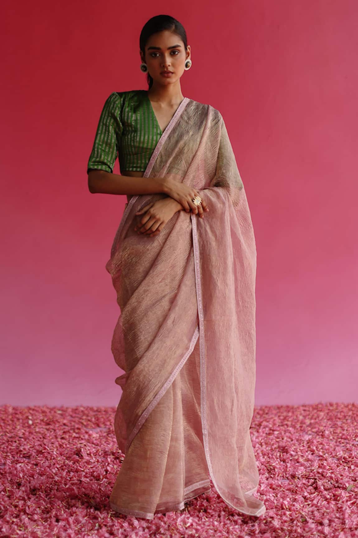 Taisha Sharad Border Embroidered Saree With Satin Petticoat