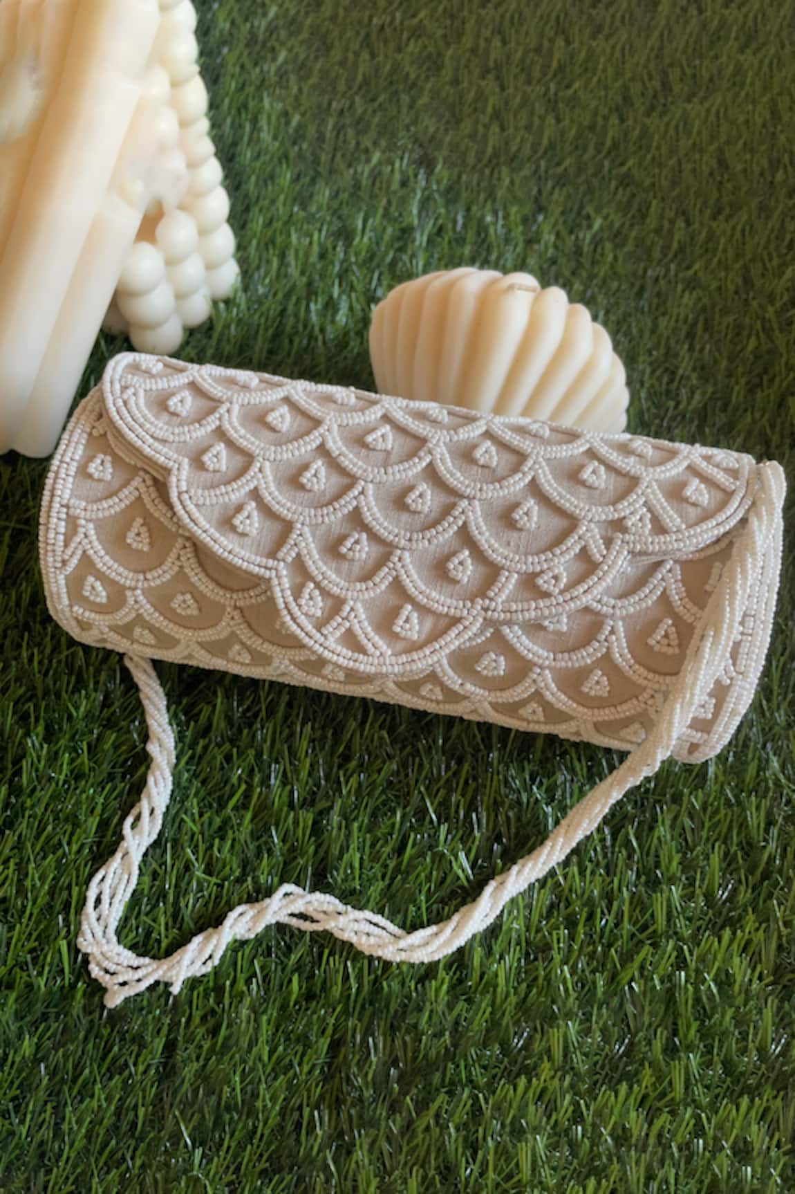Kreivo by Vamanshi Damania Silk Pearl Embellished Bag