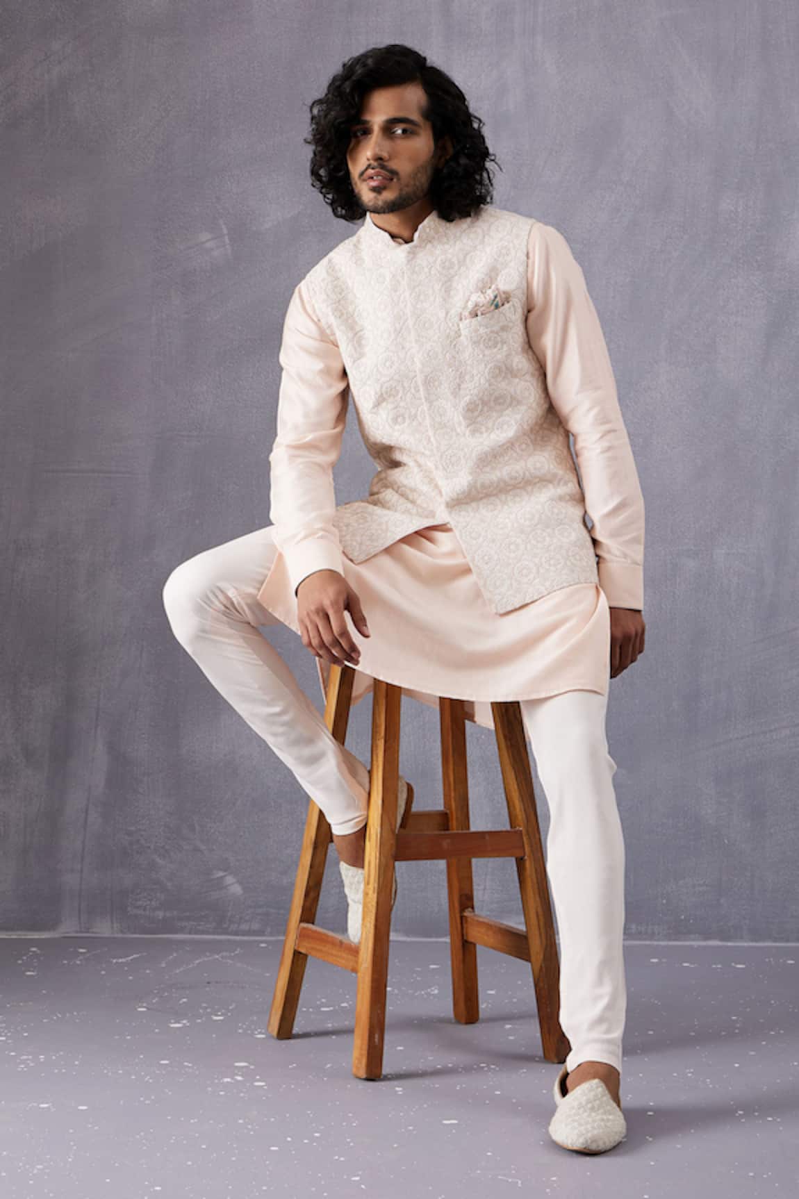 Arjan Dugal Solid Chanderi Silk Kurta Set 